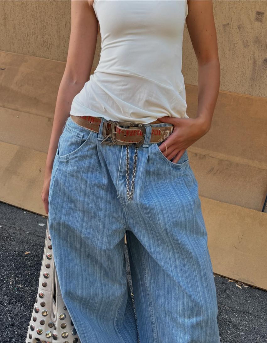 Striped balloon fit jeans-Light blue-5