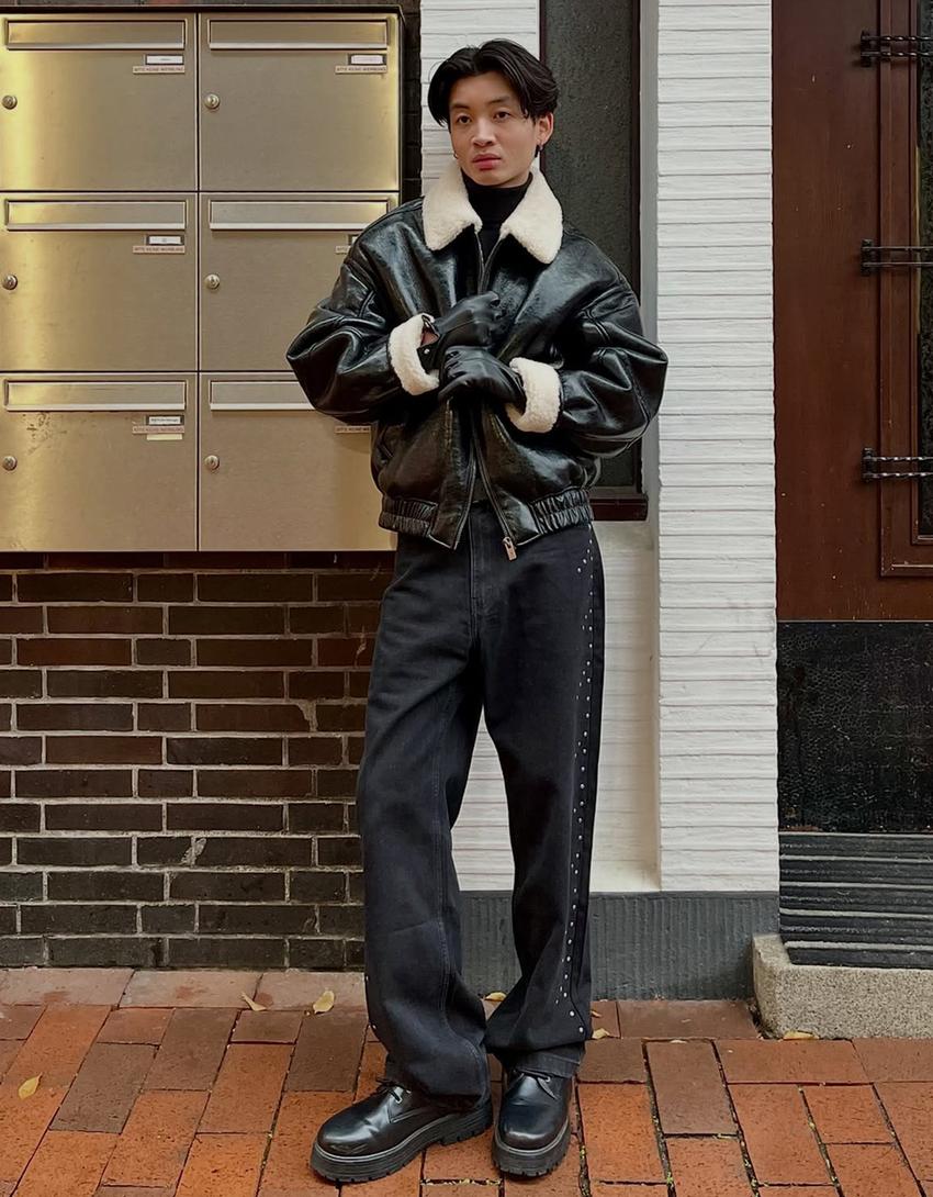 Baggy studded jeans-Black