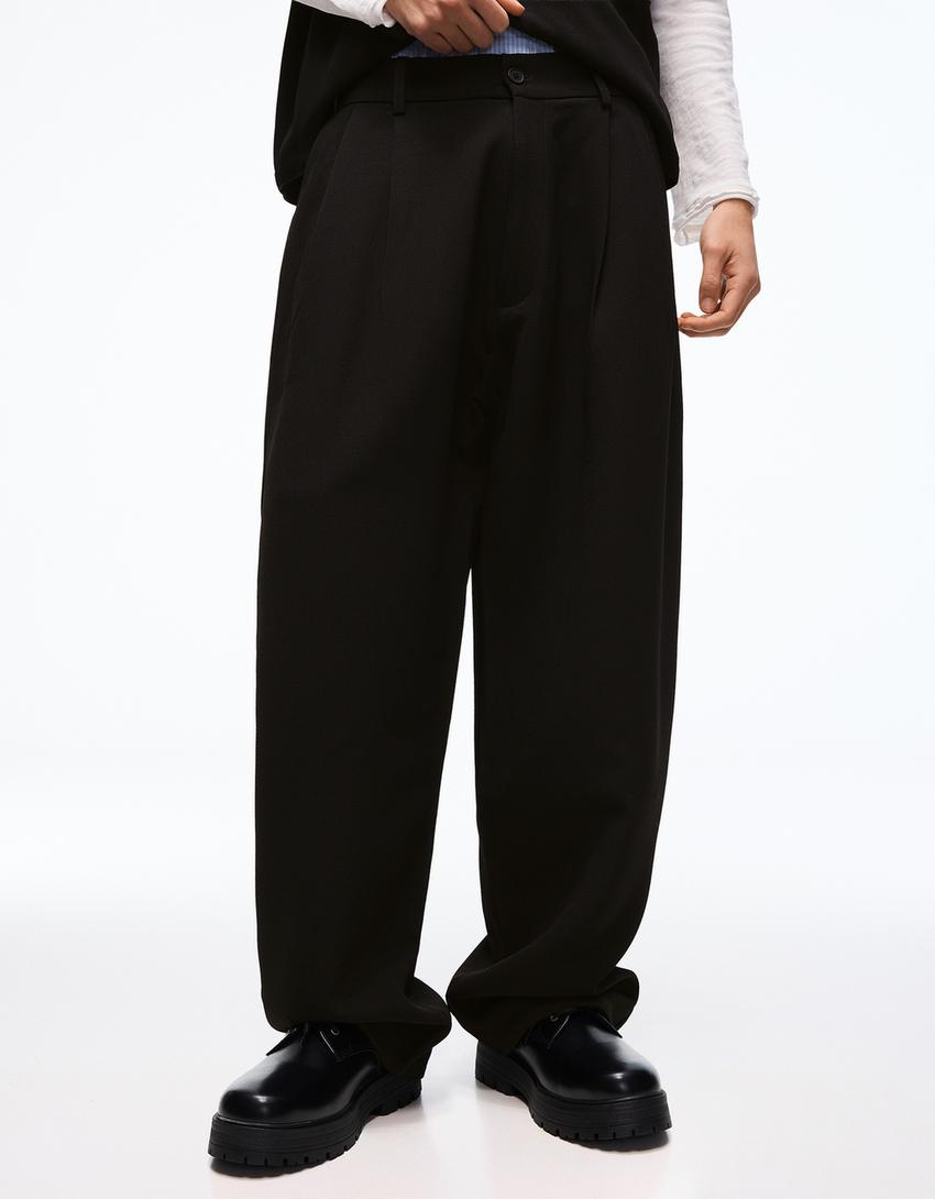 Super baggy tailored trousers-Black