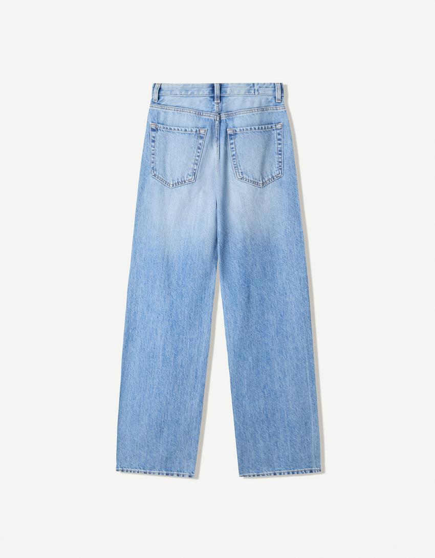 Wide-leg '90s jeans-Light blue
