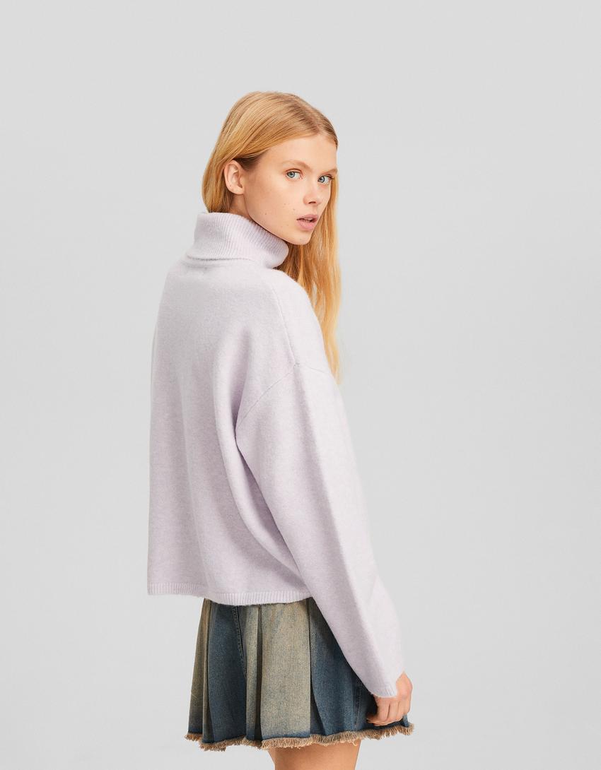 سويتر مخطط برقبة عالية-بنفسجي-1