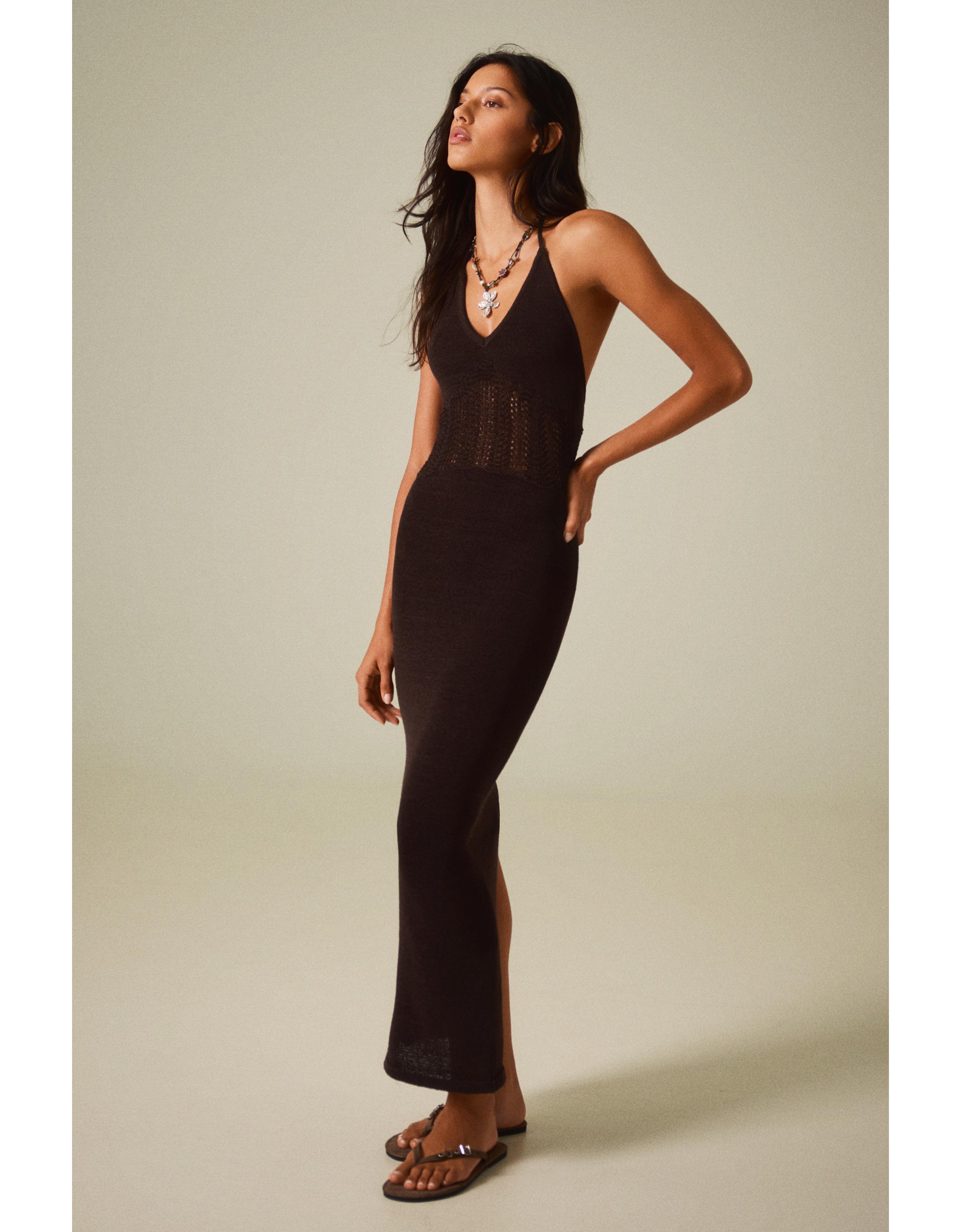 Halter midi dress — Brown