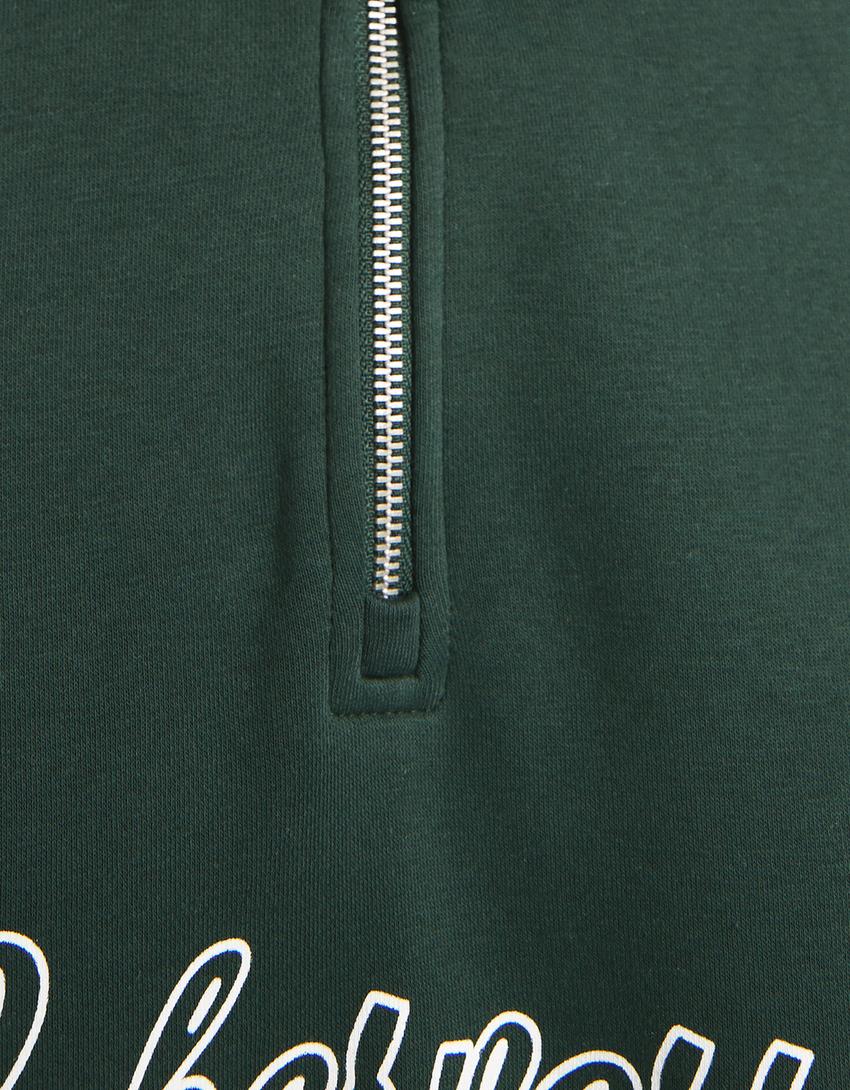 Varsity zip-up hoodie-Green