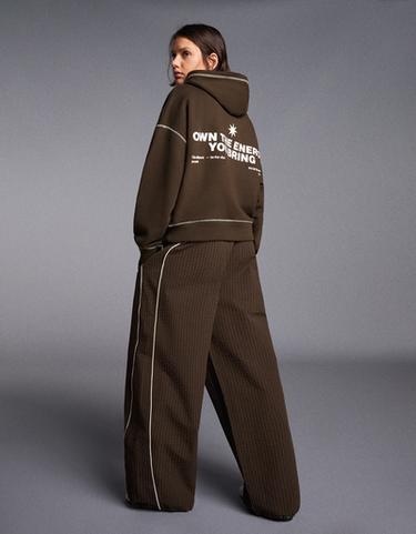 Hooded print sweatshirt — Brown 1
