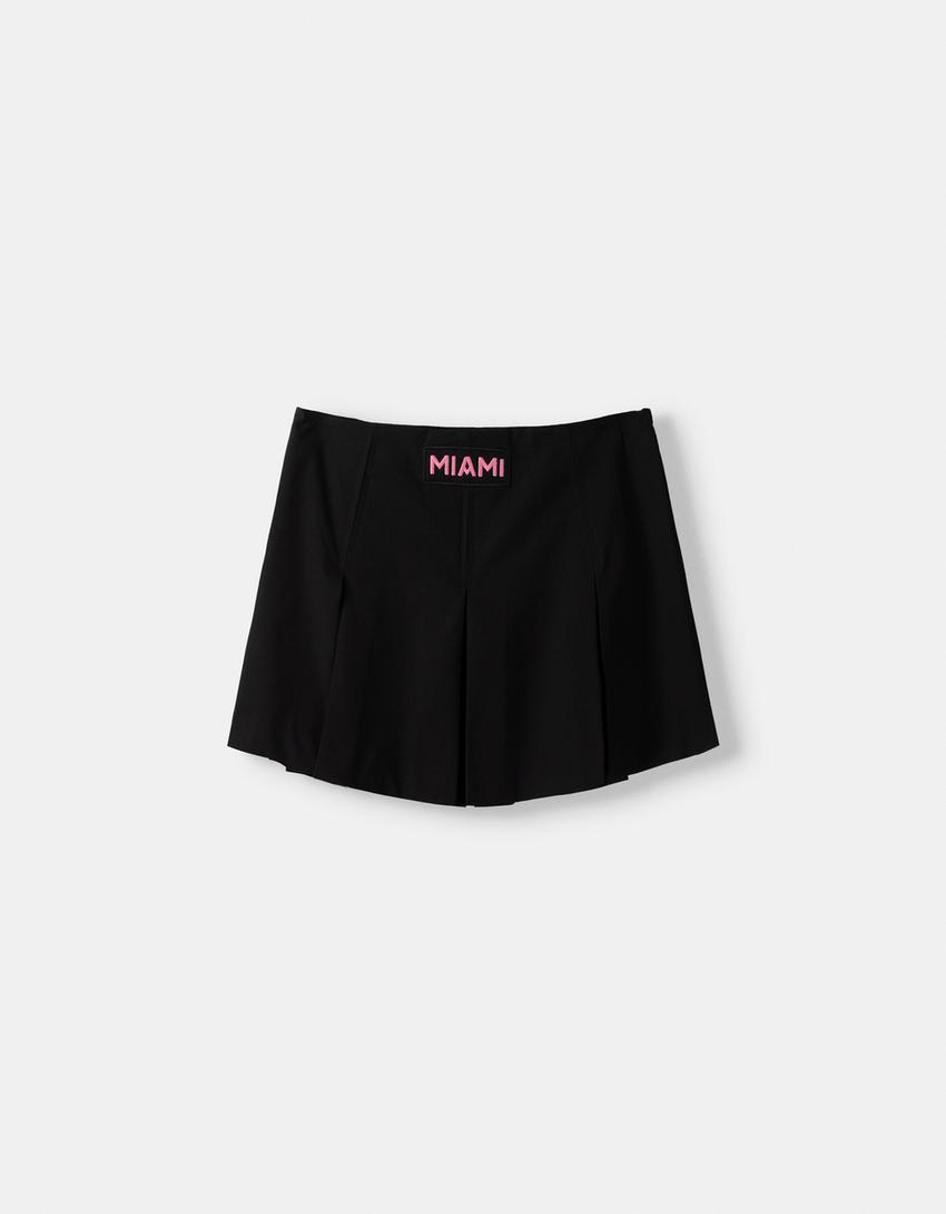 Inter Miami CF mini skirt with box pleats-Black