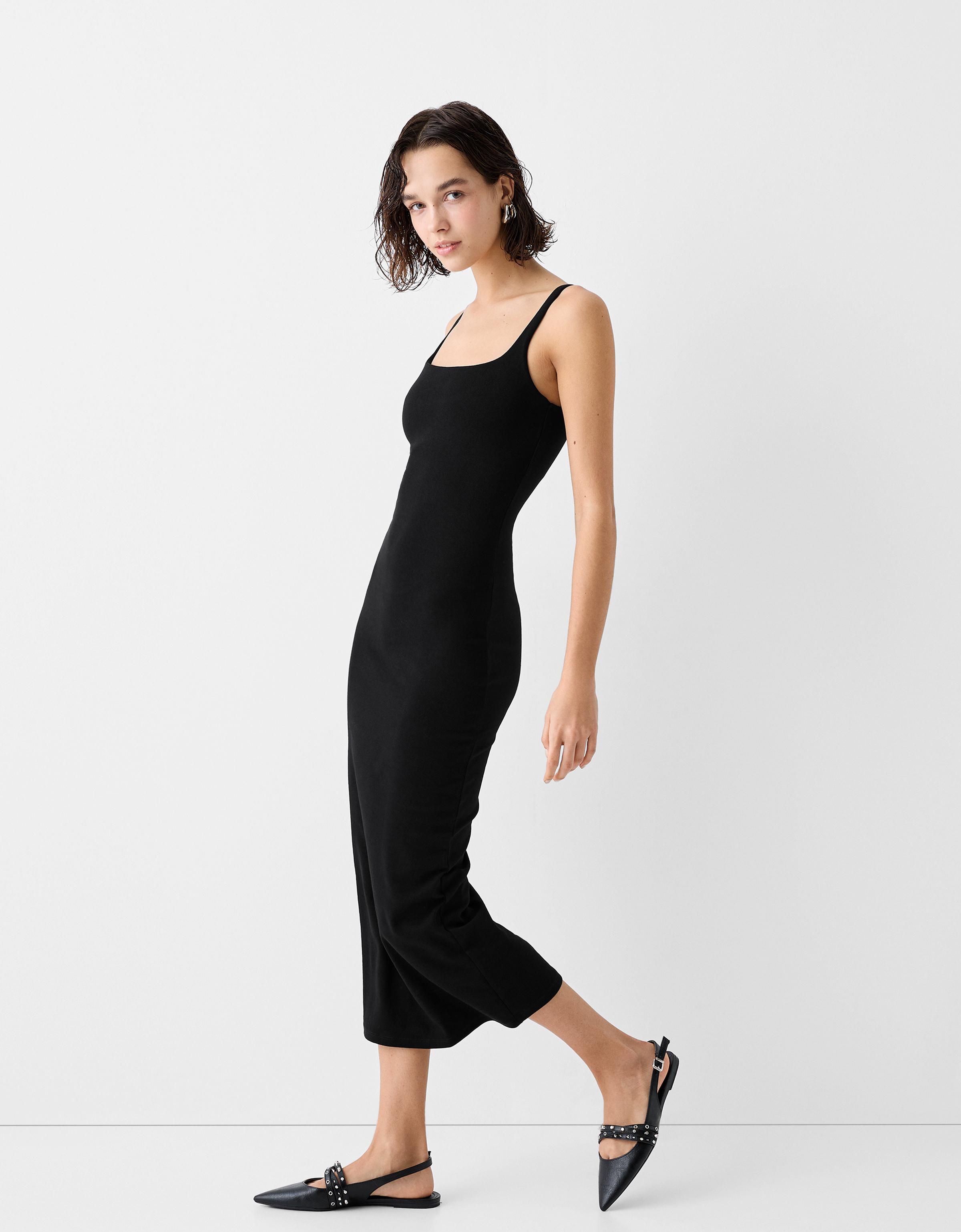 Strappy square neck midi dress