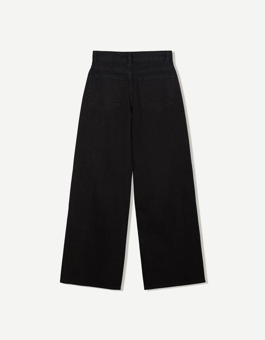 Wide-leg jeans-Black