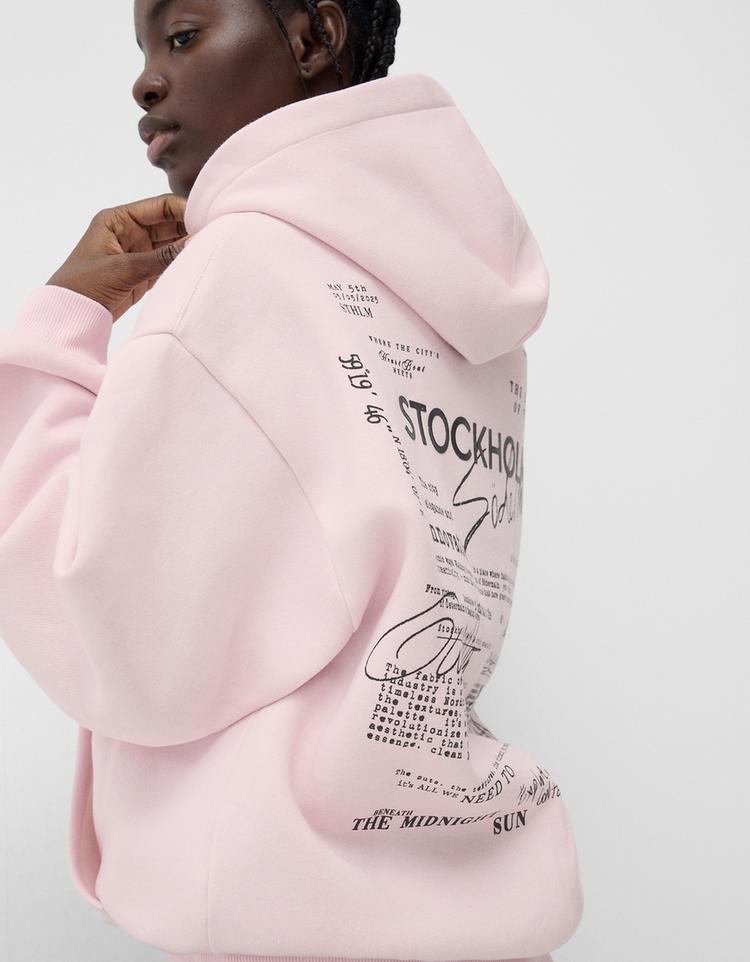 Desenli kapüşonlu sweatshirt