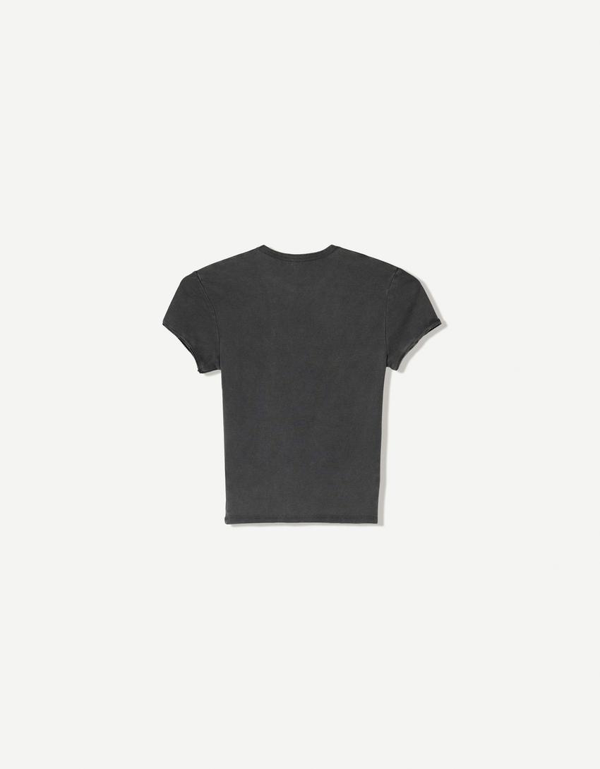 Short sleeve T-shirt with print-Grey