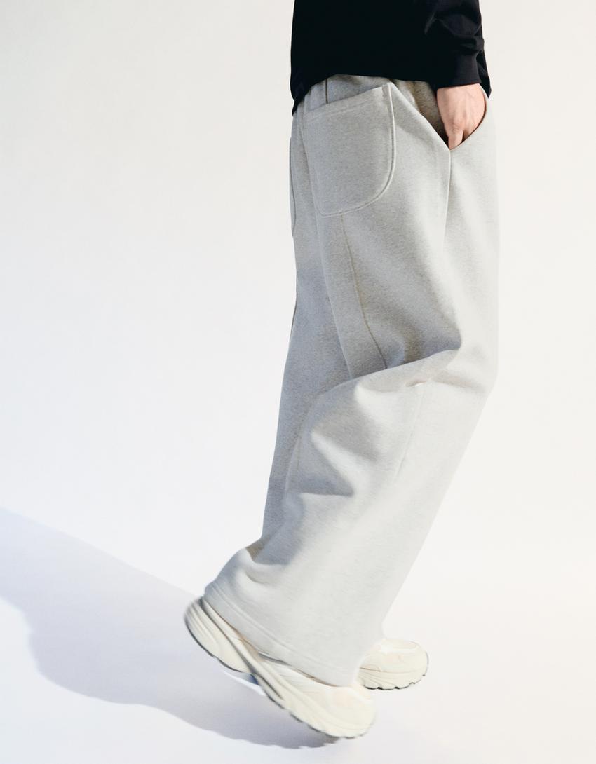 Pantaloni super baggy fit-Grigio