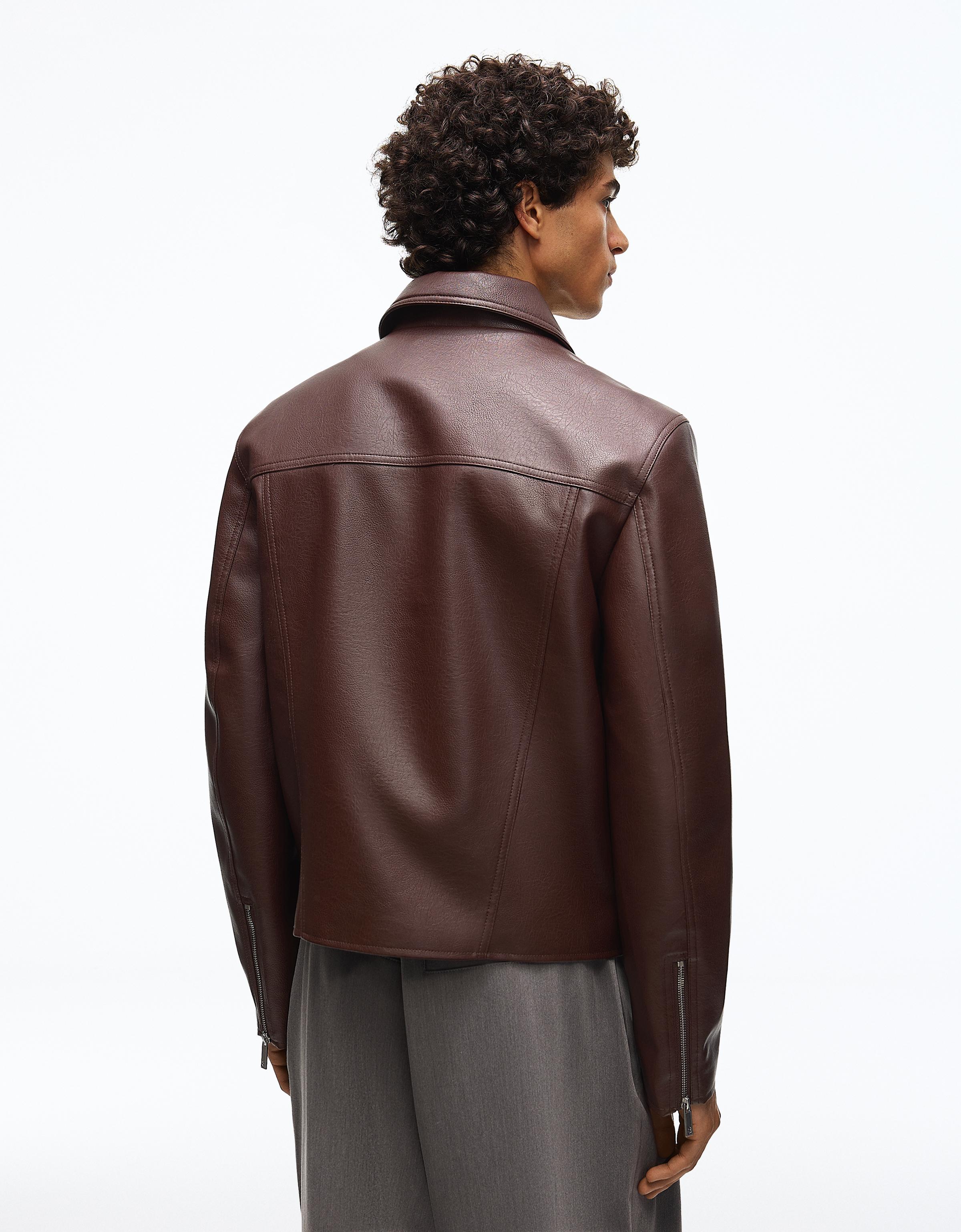 Faux leather boxy jacket - Men | Bershka