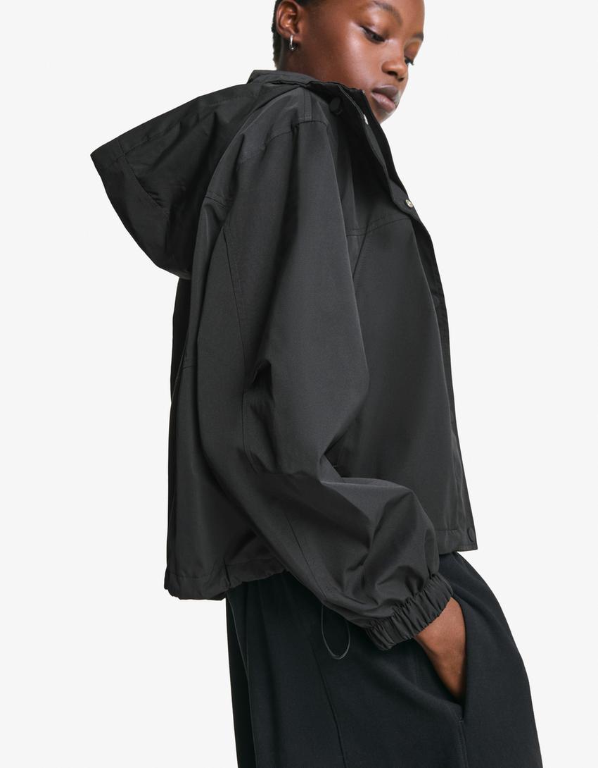 Veste technique résistant à l'eau et coupe-vent-Noir