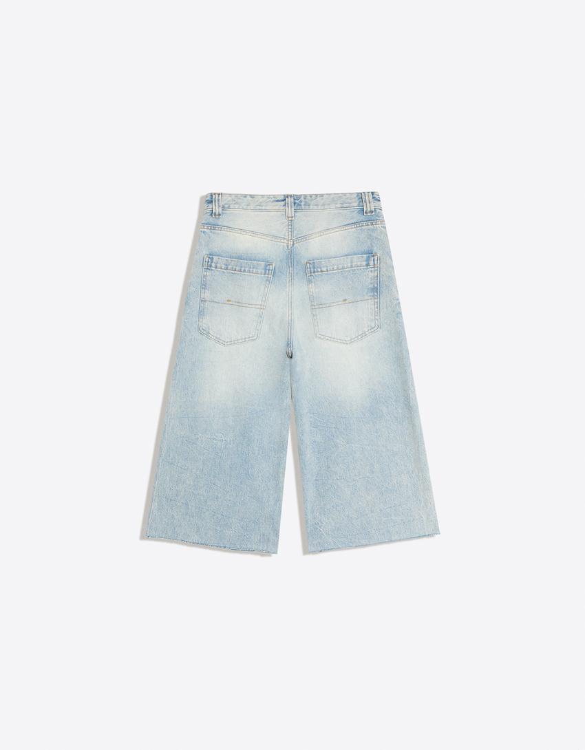 Bermuda jort denim skater-Azzurro Lavato