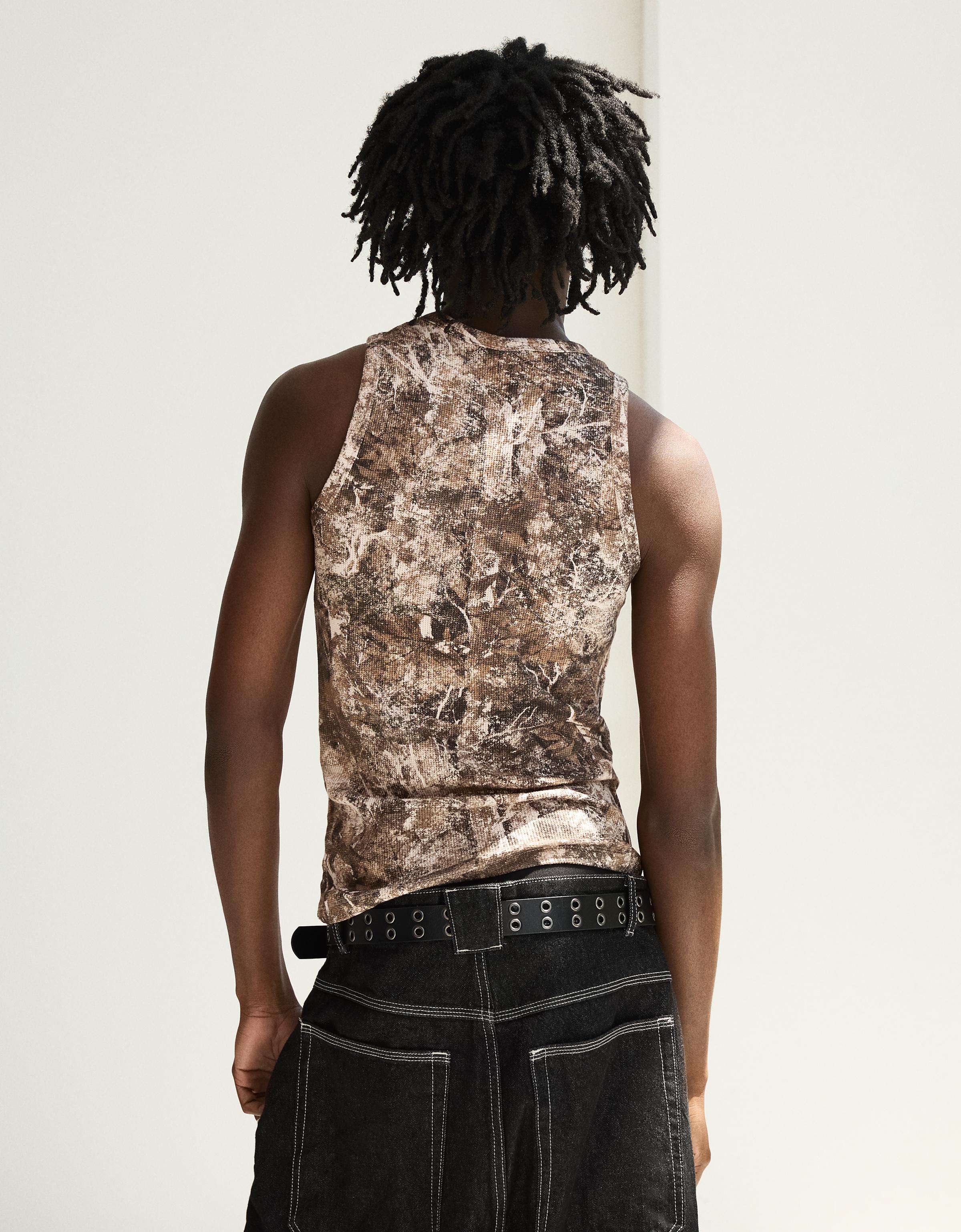 Waffle print vest top — Green