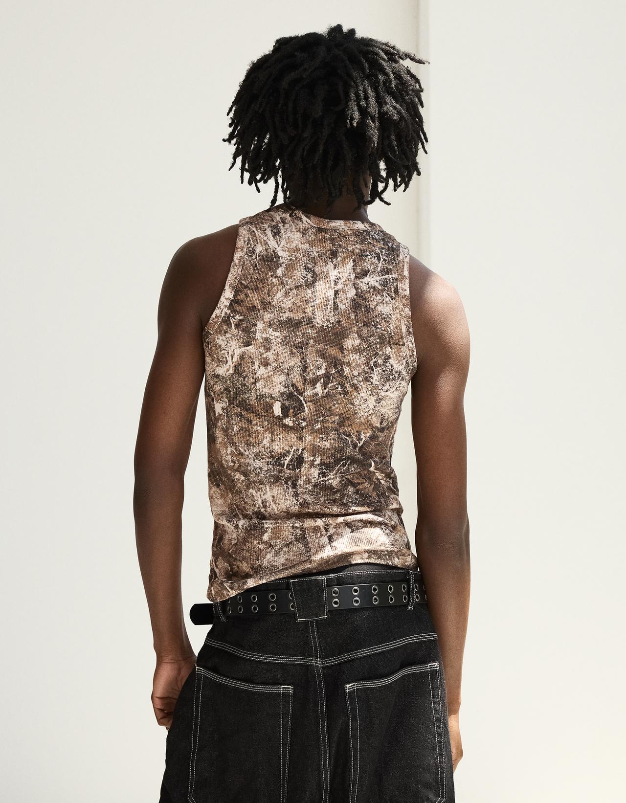Waffle print vest top — Green