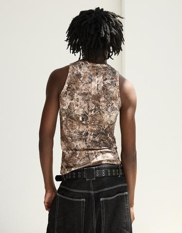 Waffle print vest top — Green 2