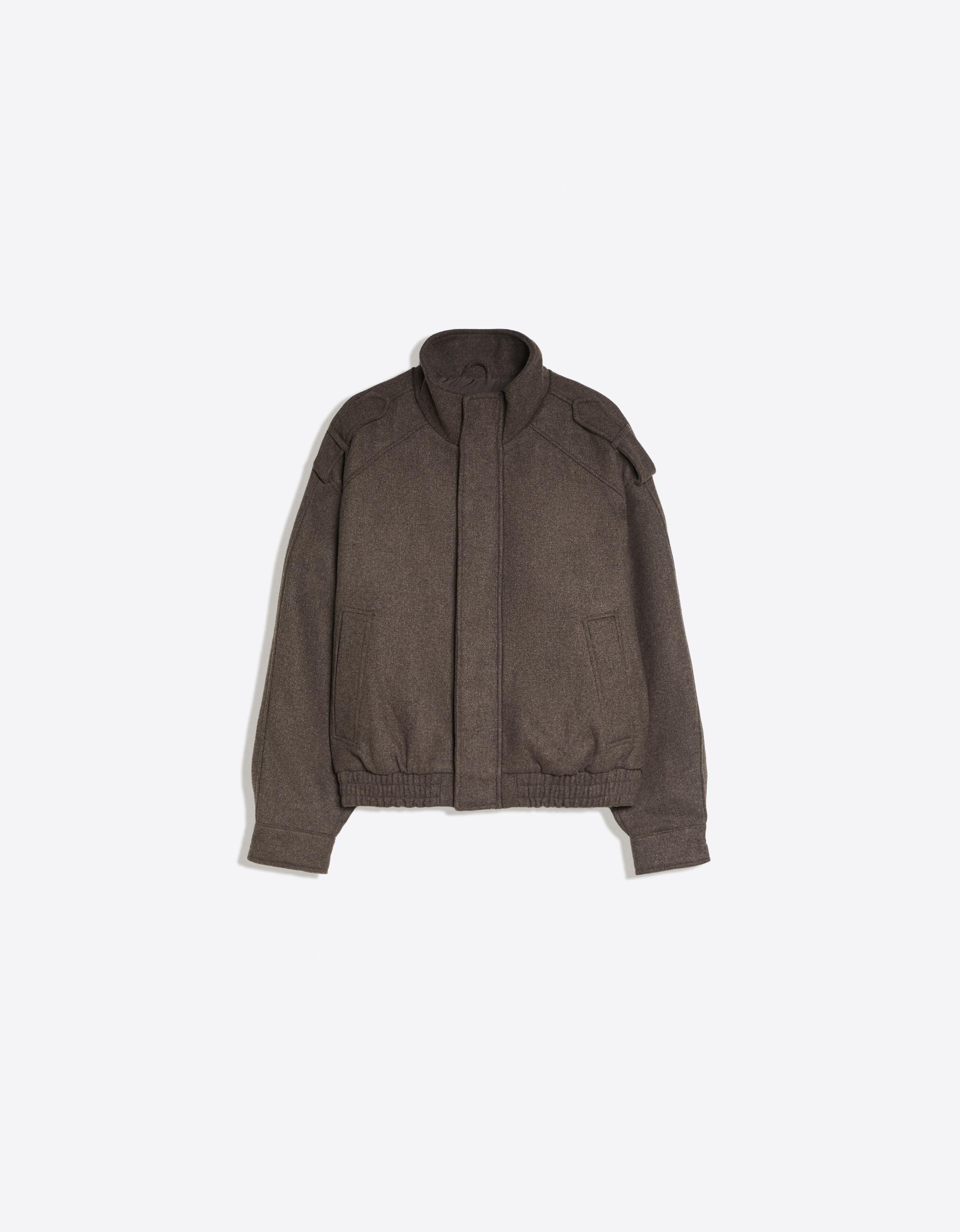 Felt-effect jacket with tabs — Mink
