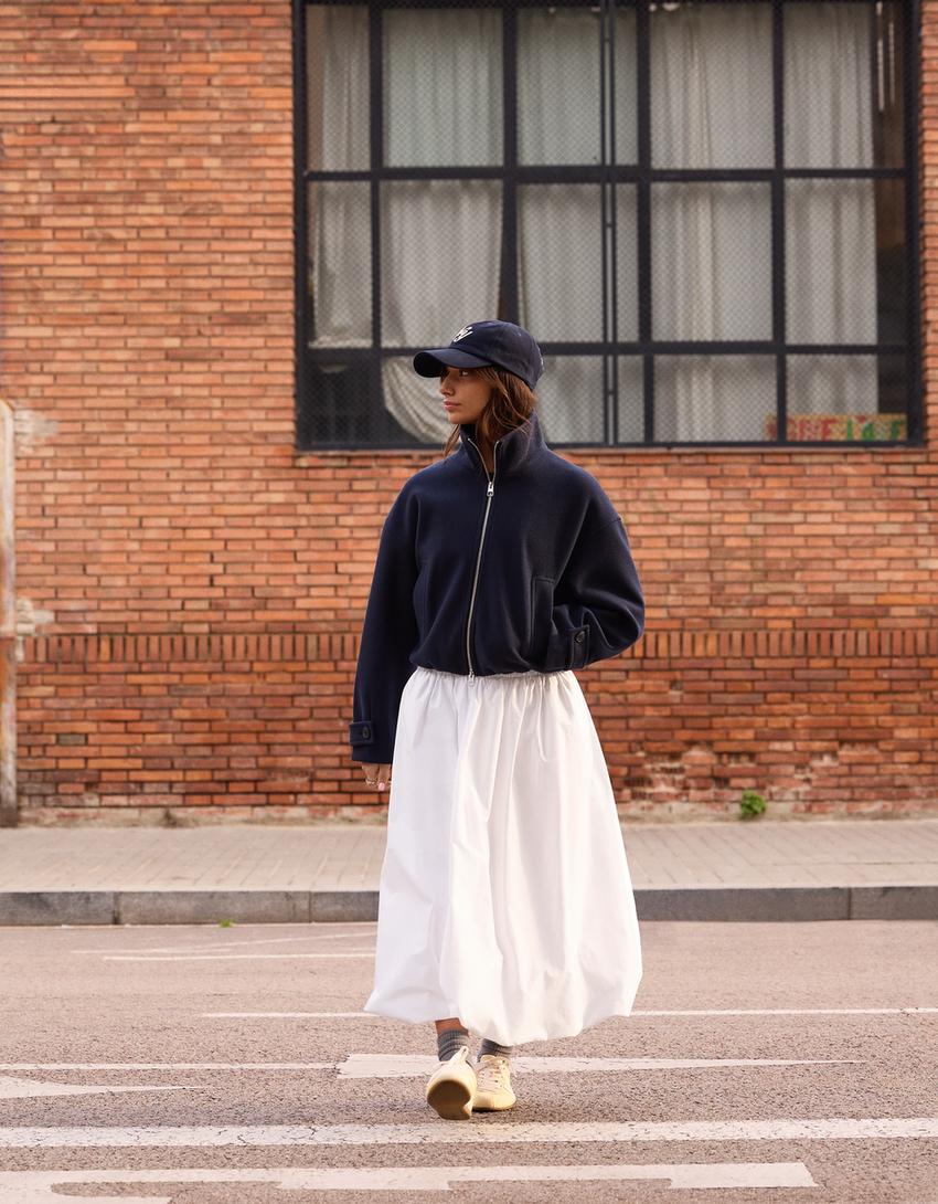 Soft touch balloon jacket-Navy