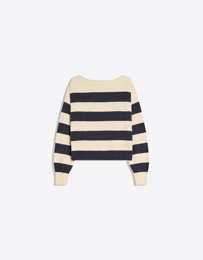 Pull col bateau-Bleu