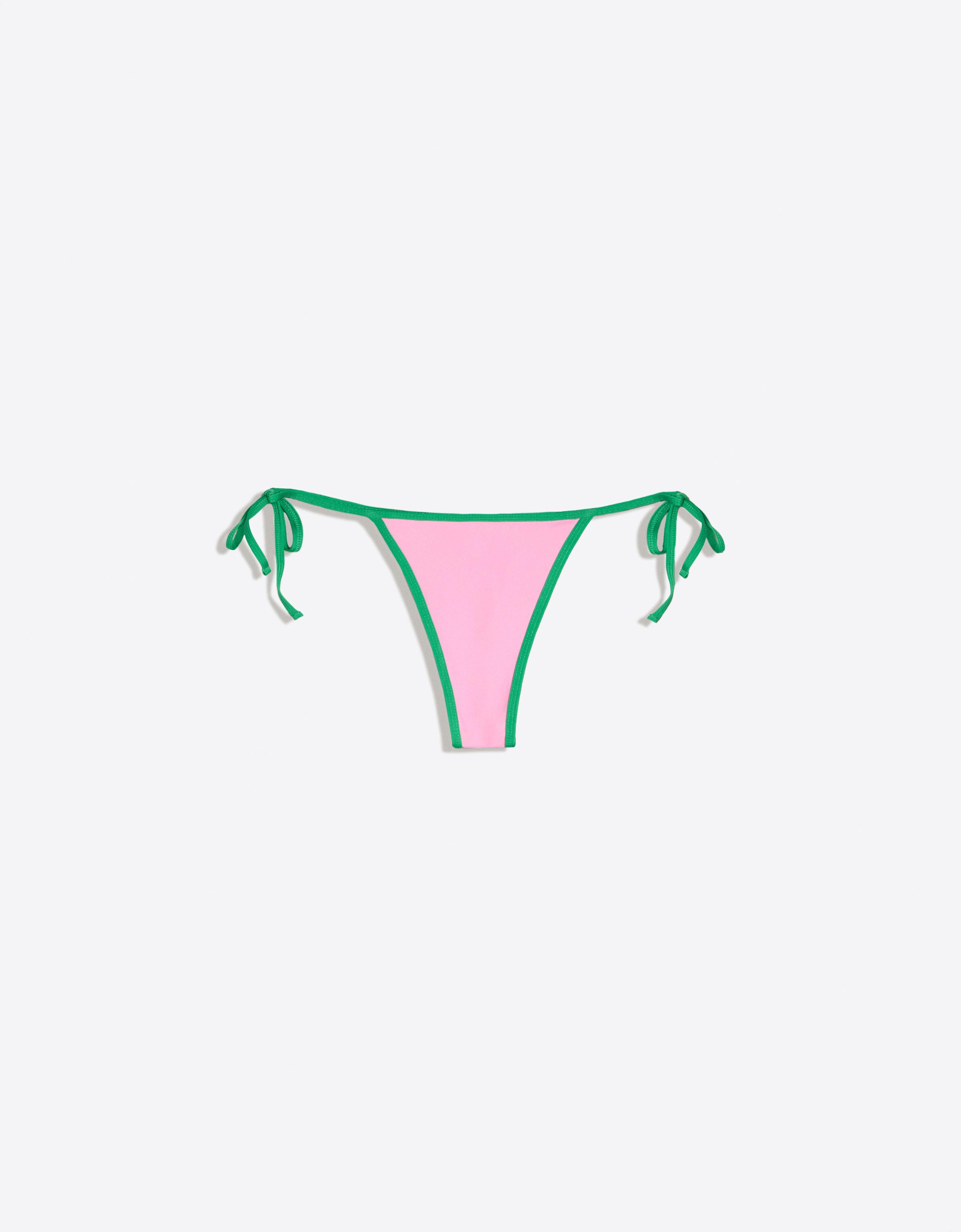 Contrast thong bikini briefs — Pink