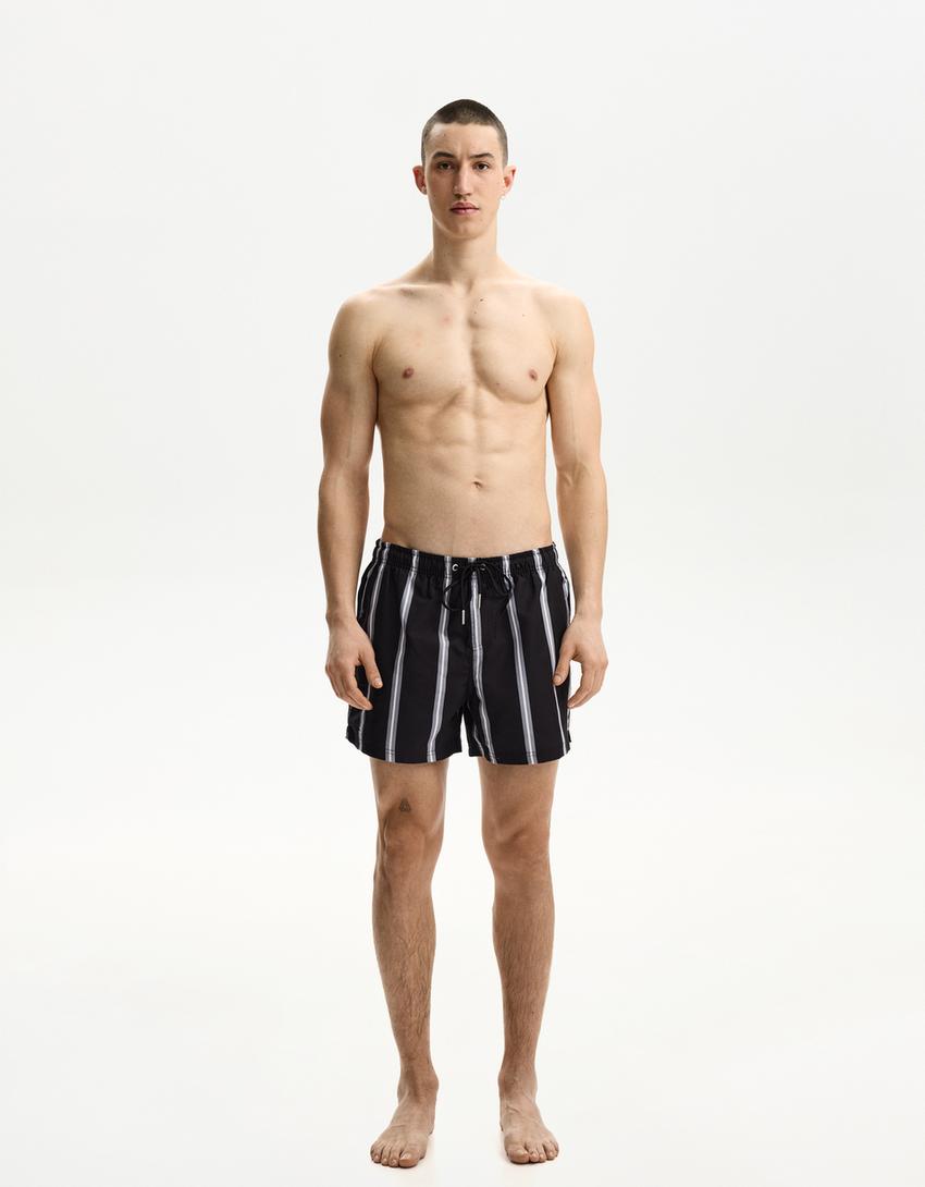 Printed swimming trunks-Black-2
