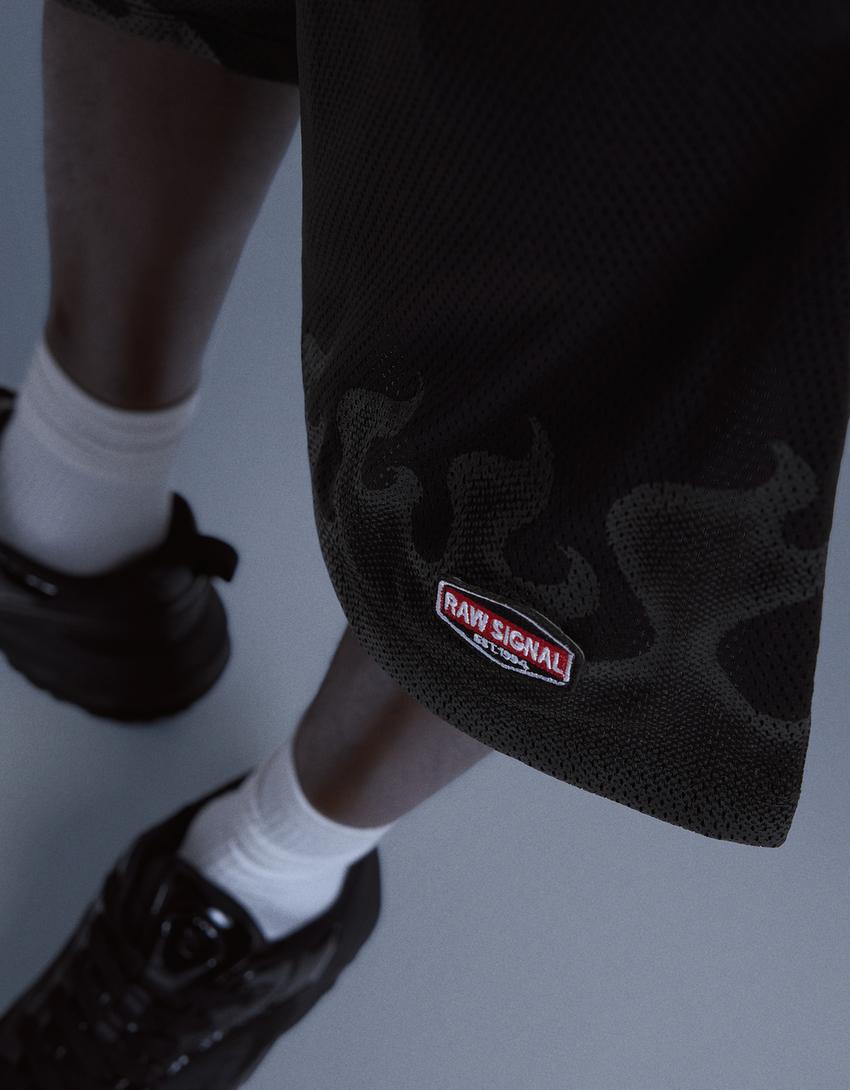 Bermuda mesh imprimé-Noir