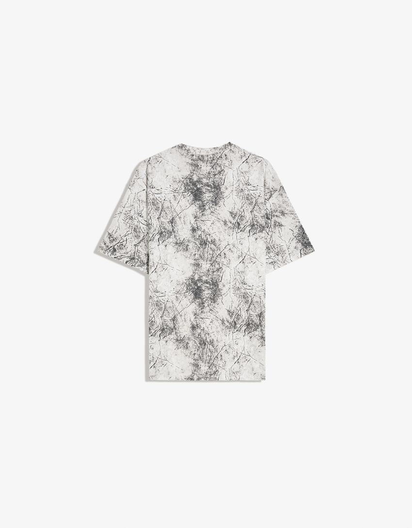 Short sleeve T-shirt with print-Grey-5