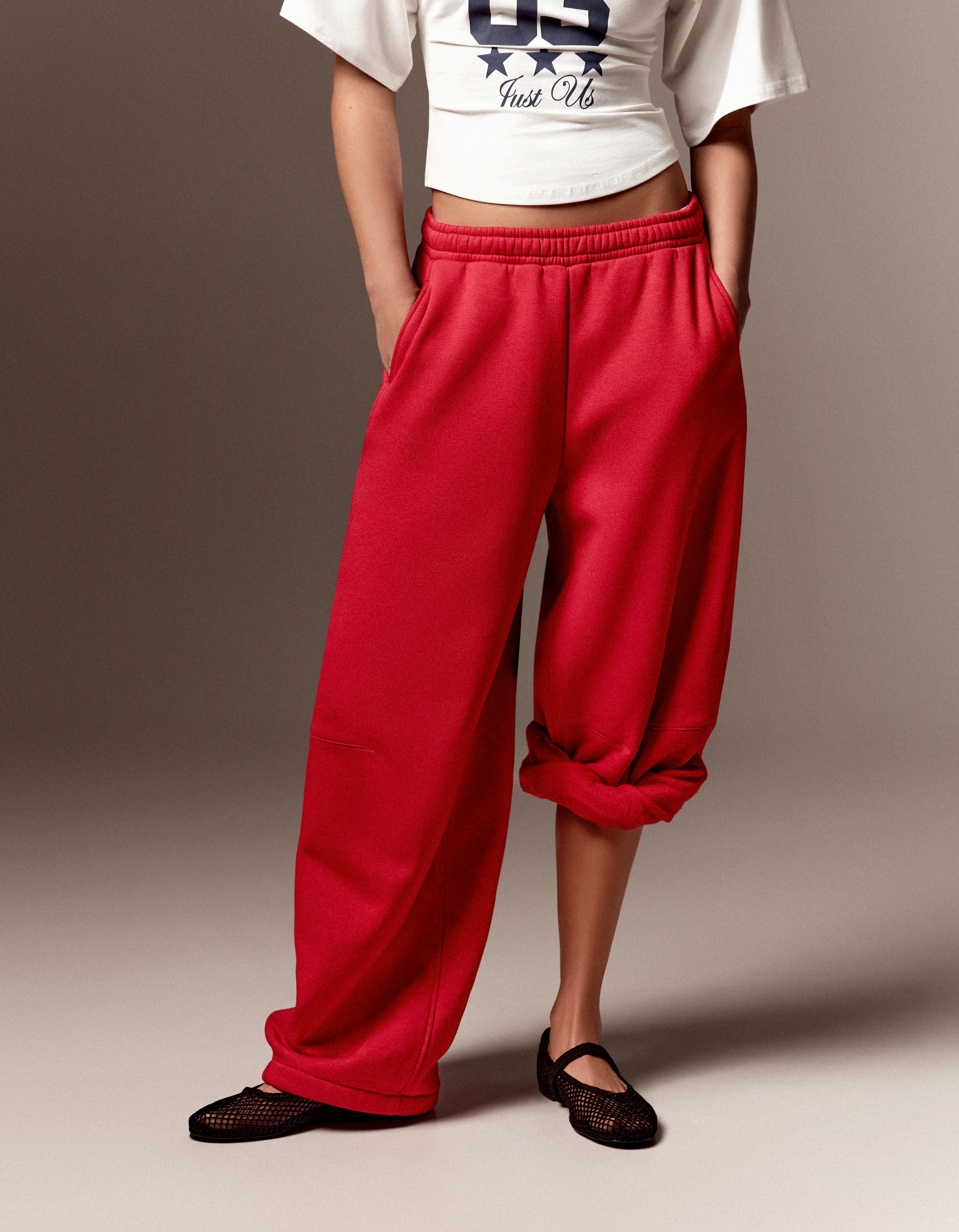 Plush parachute trousers — Red
