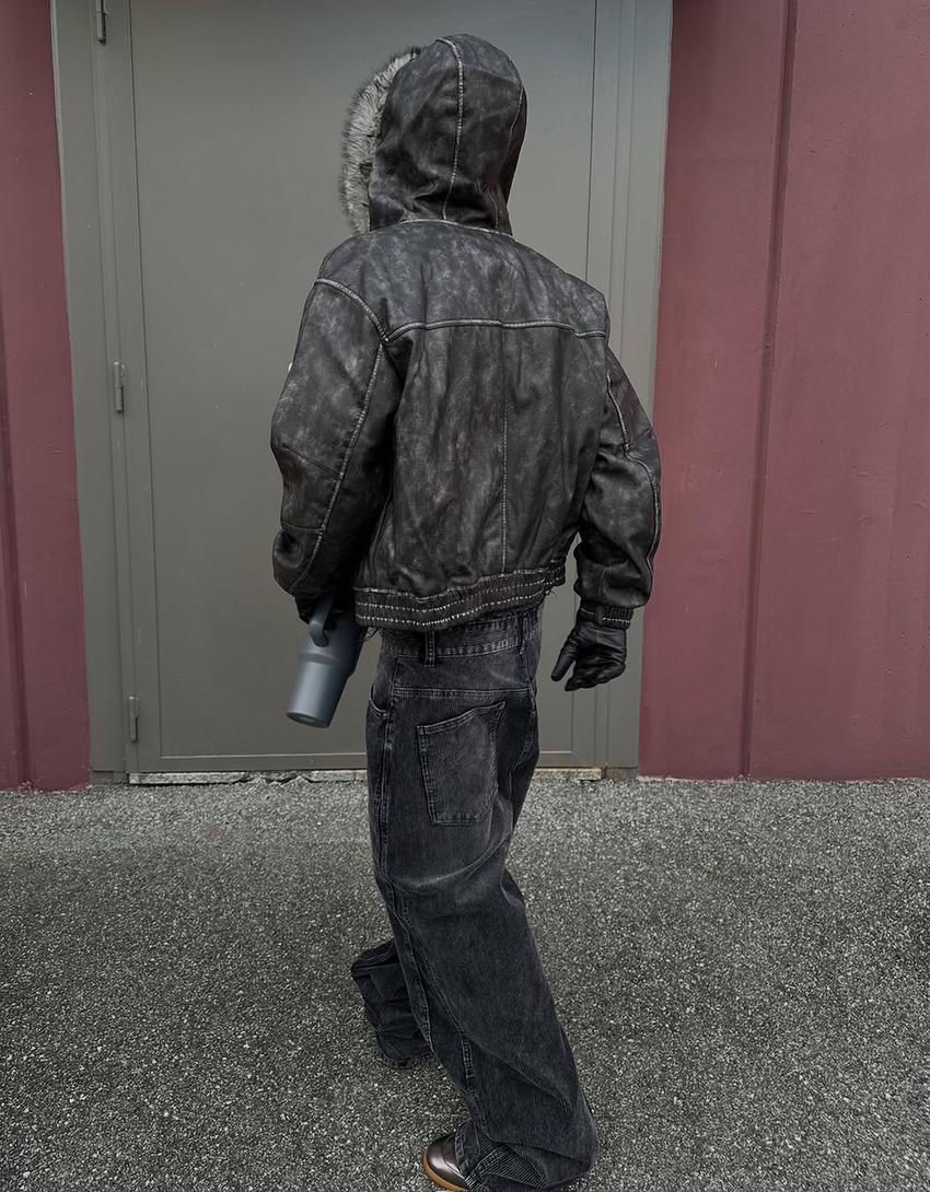 Velveta bikses 'super baggy'-Tumši pelēks