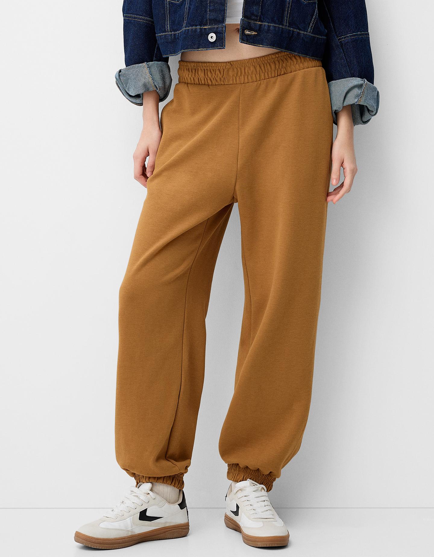 Bershka Pantaloni Jogger Interlock Volume Donna Xs Whisky