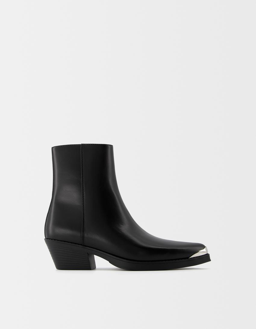 Discount Botas Botas Negras Hombre Bershka Botín Cowboy Punta