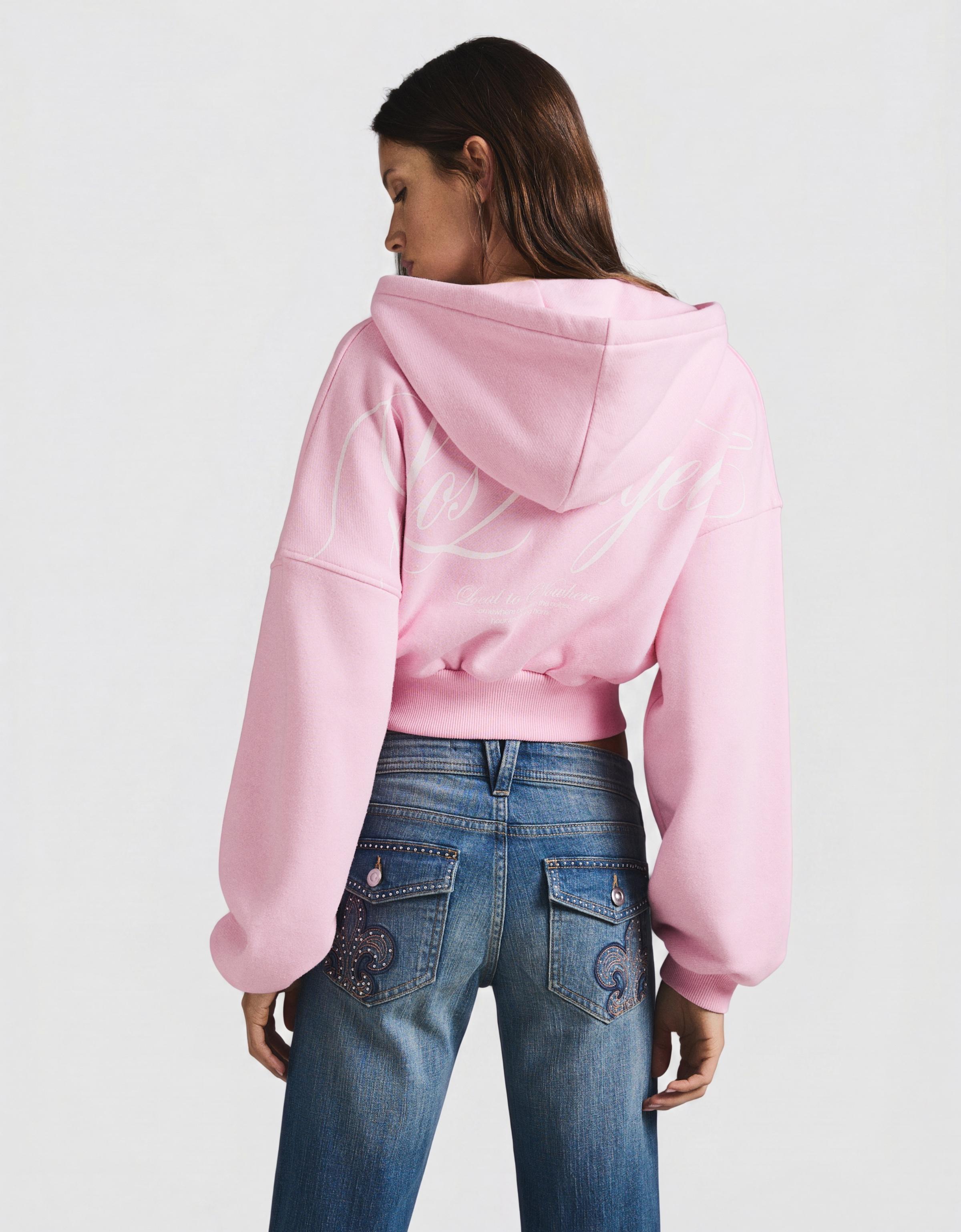 Printed zip-up hoodie — Pink