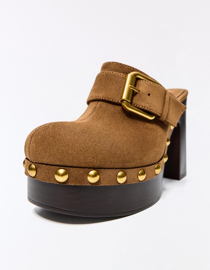 Buckle clogs-CAMEL
