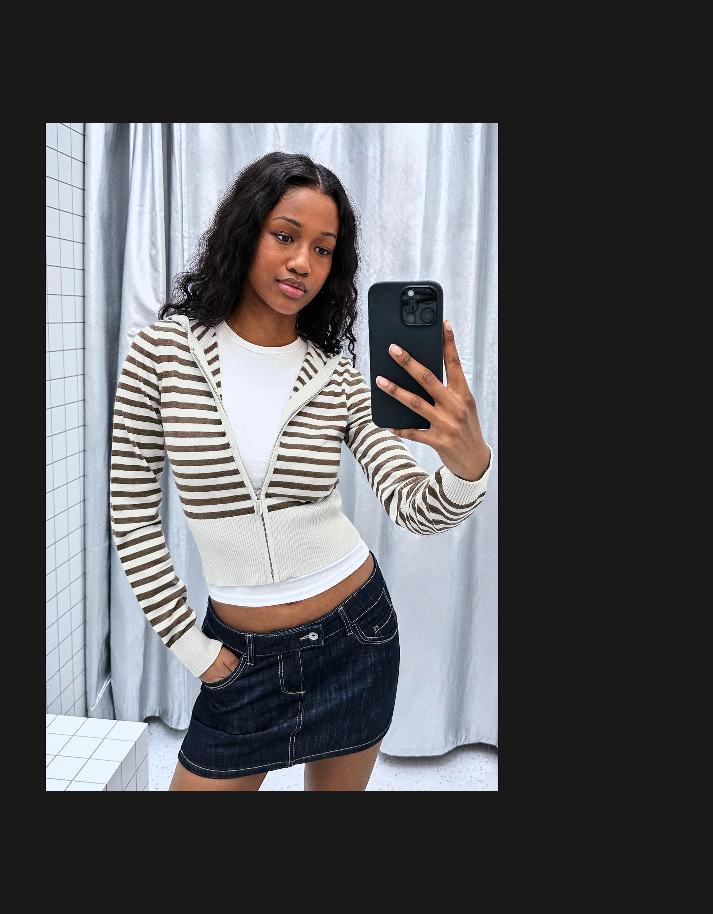 Çizgili kapüşonlu sweatshirt - Görsel 66