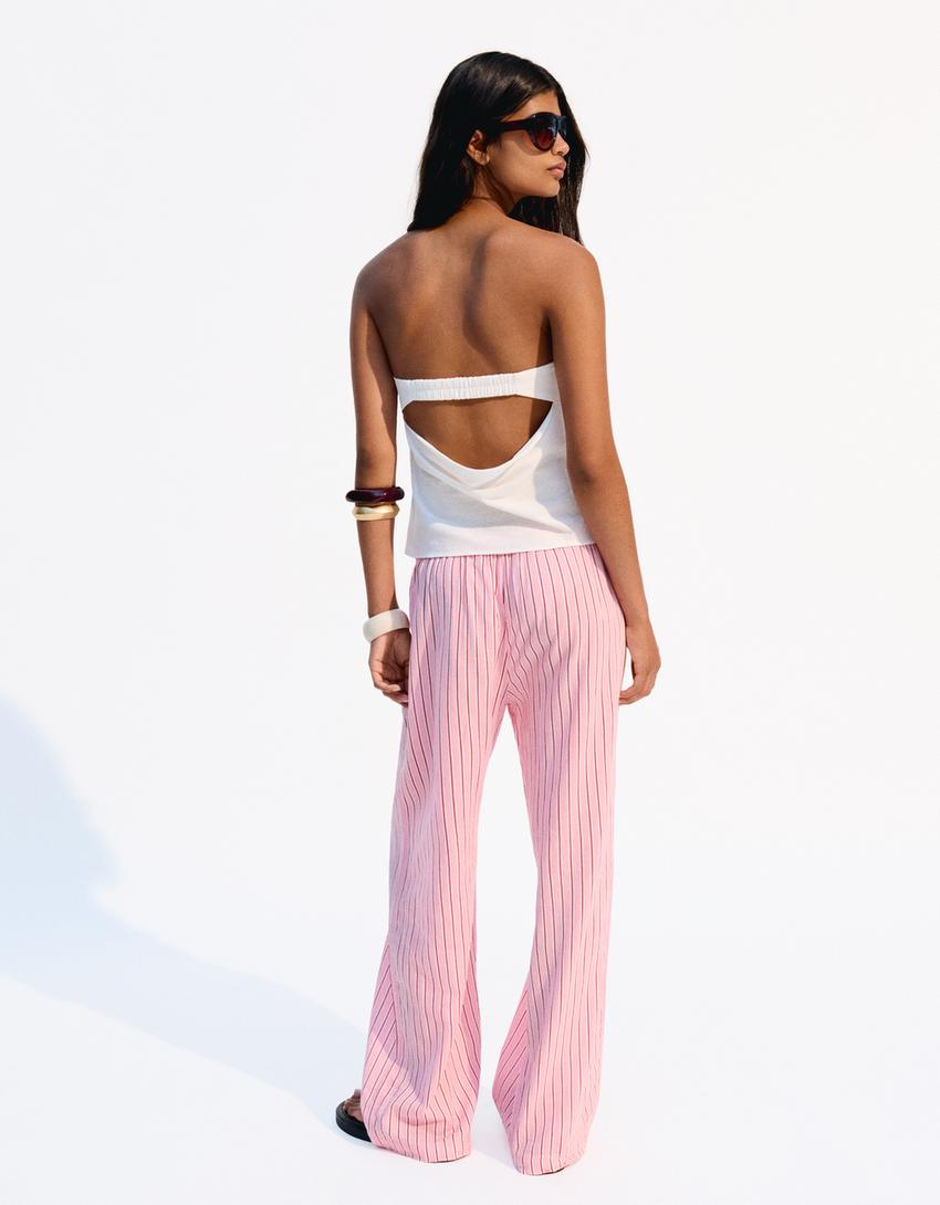 Top bandeau con lino-Blanco roto-1