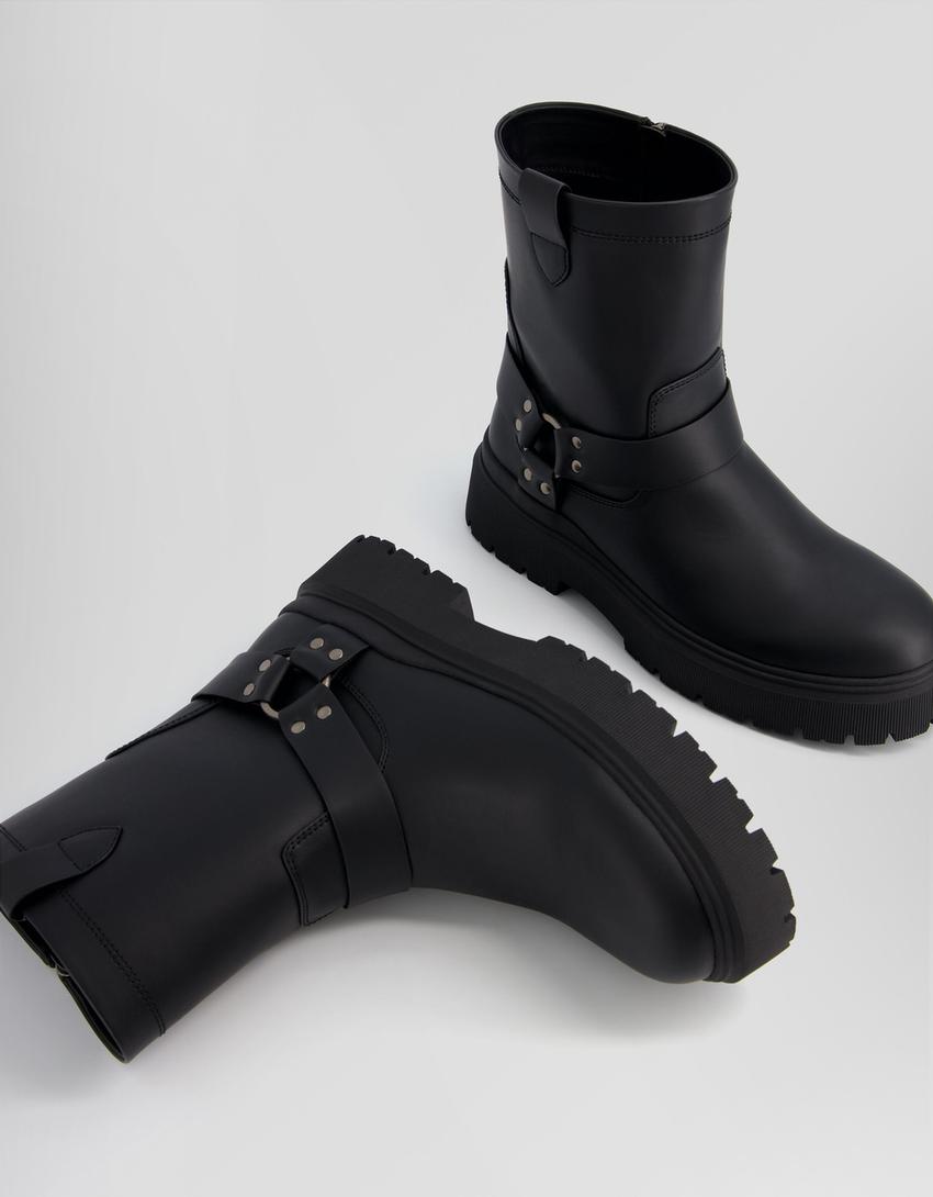 Bottines motard homme-Noir-4
