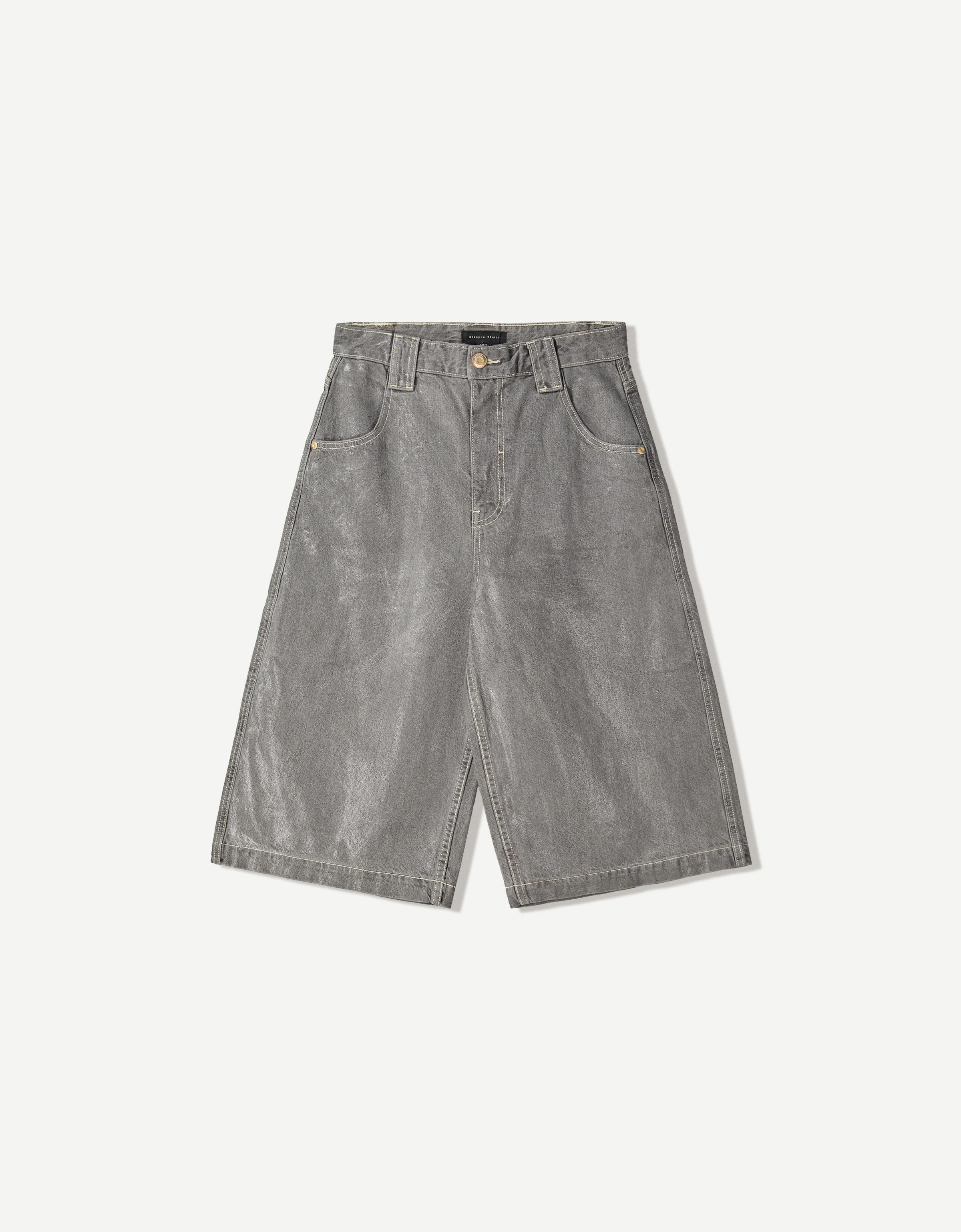 Bershka Bermudas Aus Jeans Denim Damen 40 Dunkelgrau
