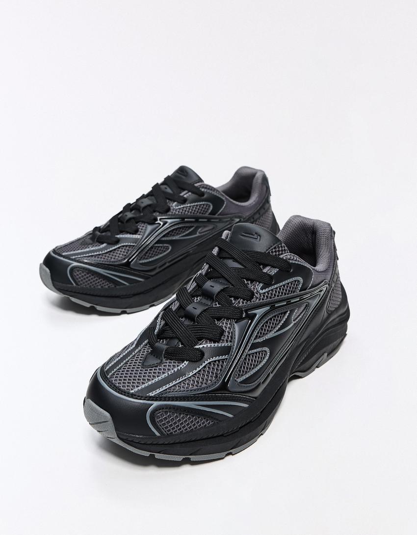 Voluminous sole sneakers-BLACK