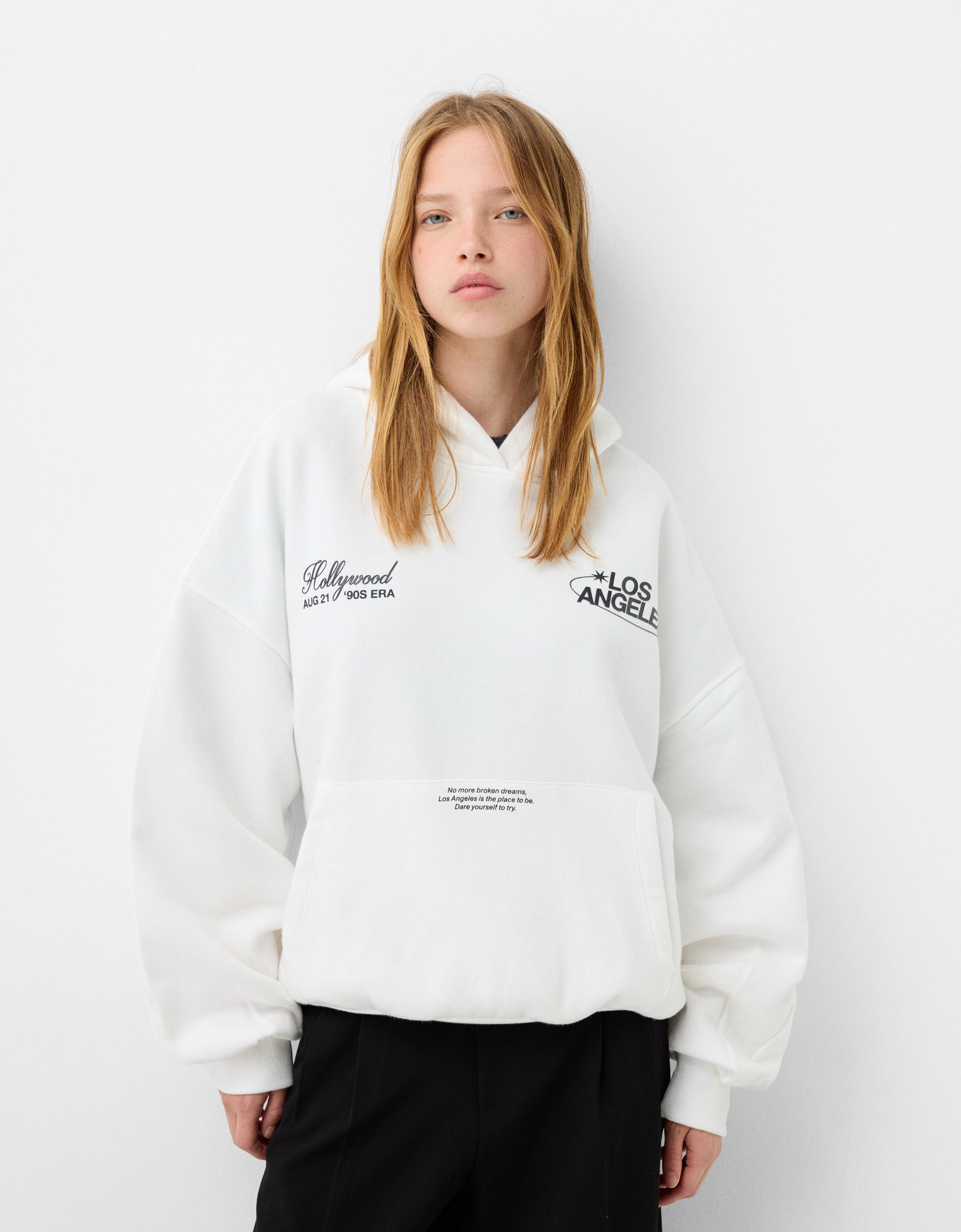 Printed hoodie Women Bershka