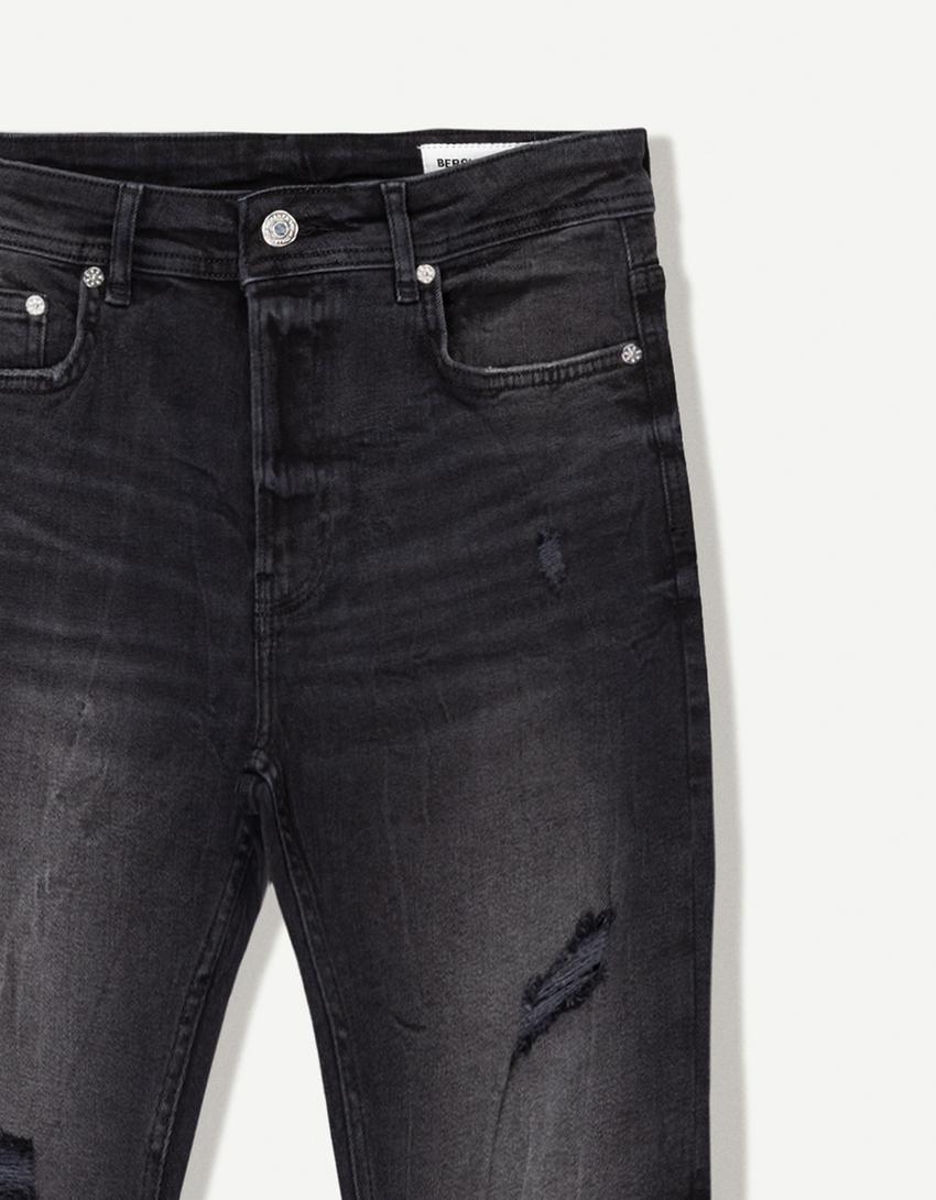 Super skinny ripped jeans-Black-2