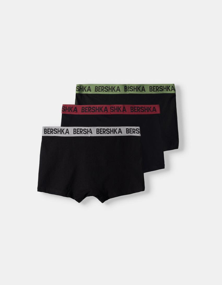 Lot 3 boxers taille imprimée-Noir-1
