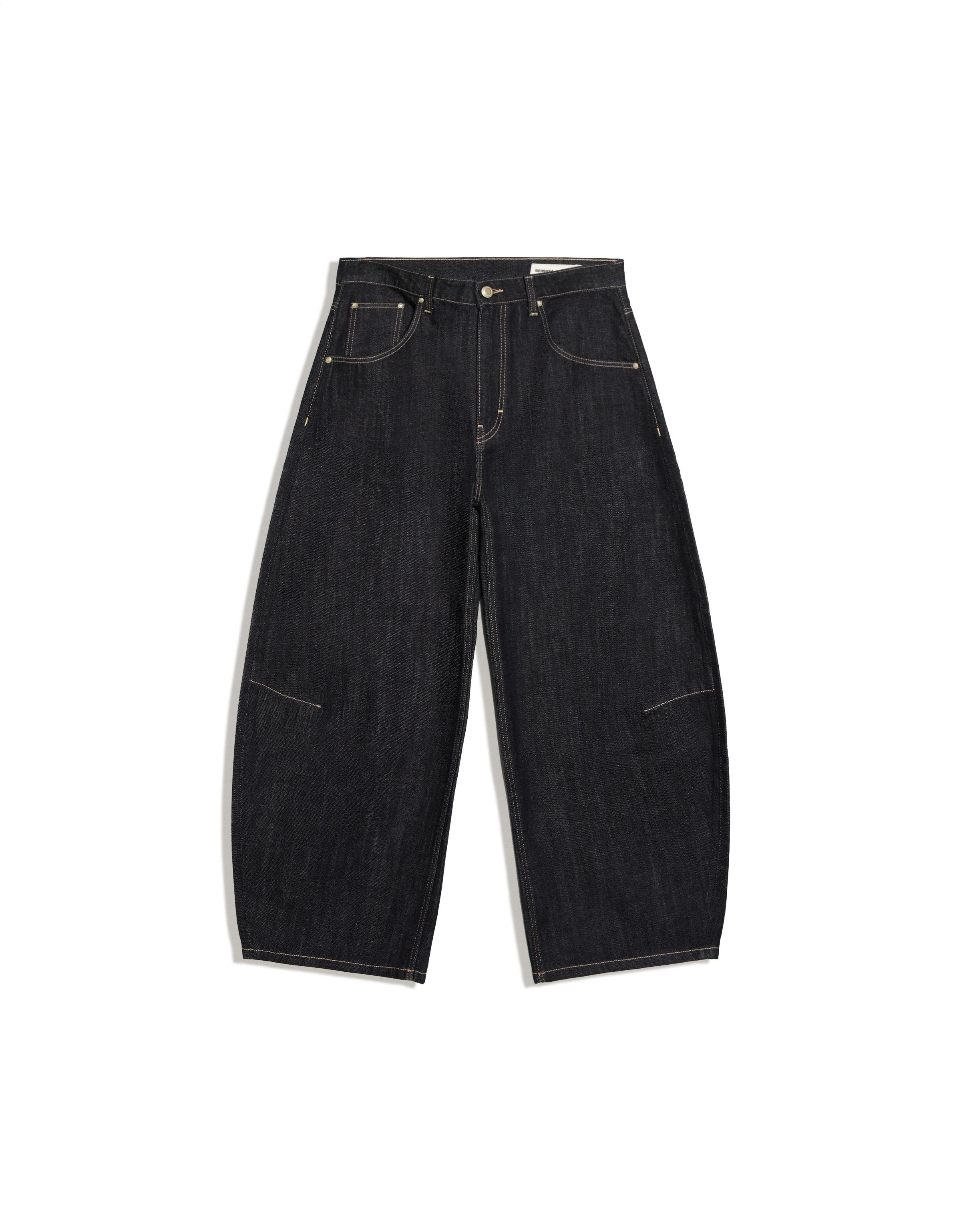 Cropped barrel-leg jeans — Navy