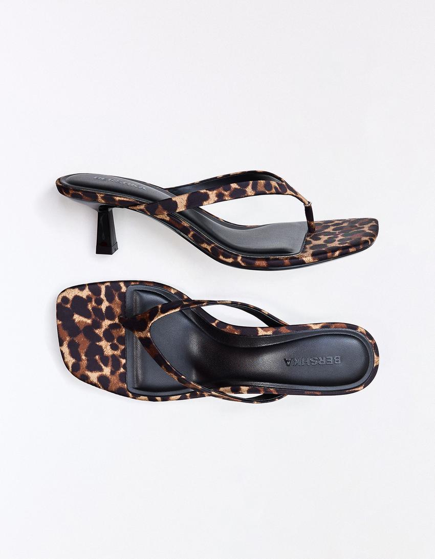 Thong heel sandals-ANIMAL PRINT