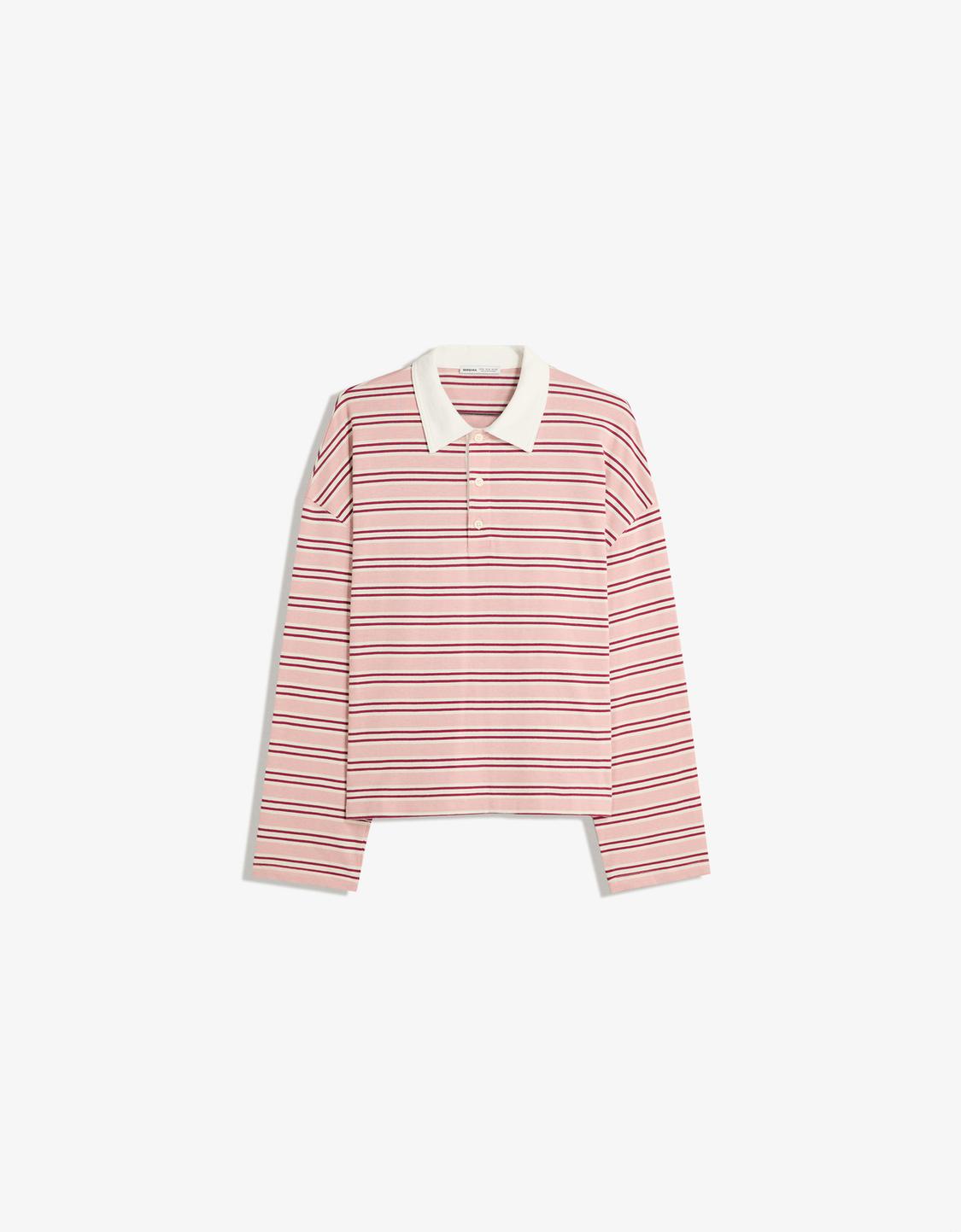 Long sleeve polo collar T-shirt