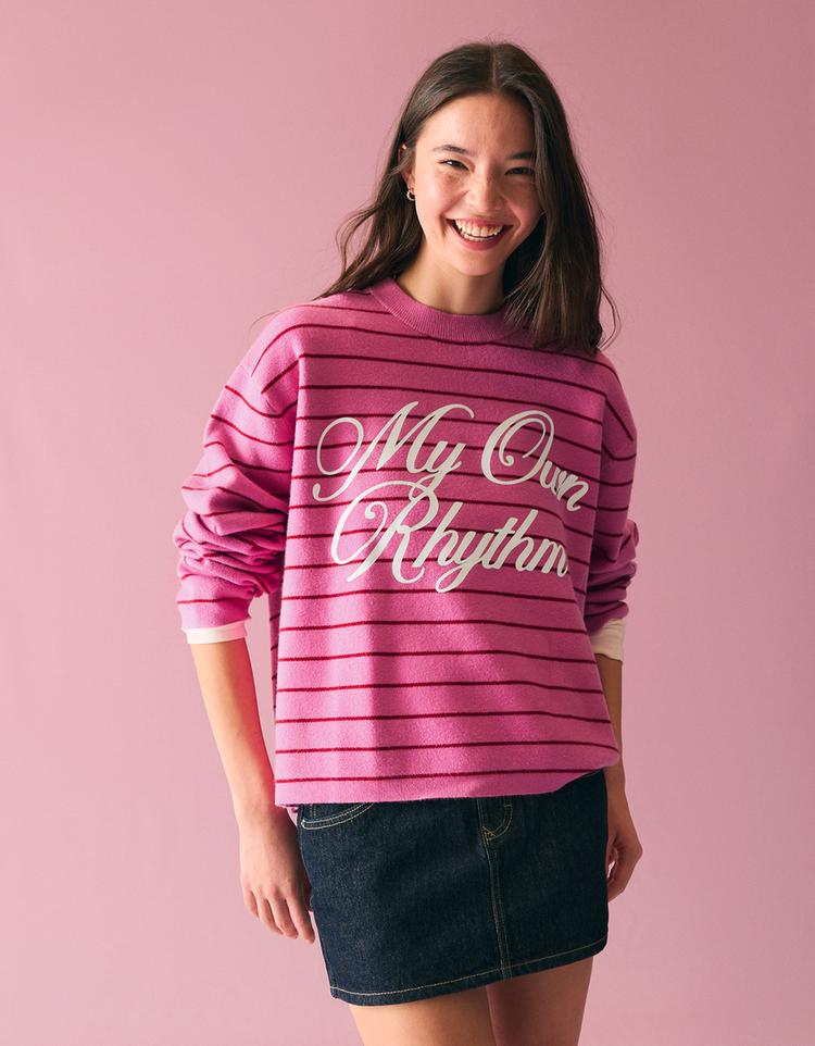 Çizgili baskılı süveter