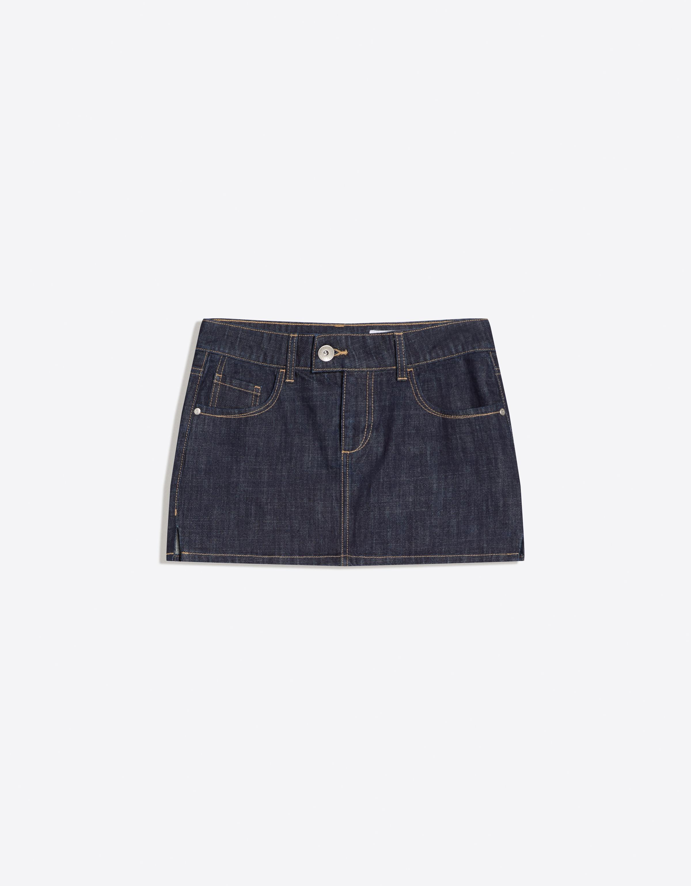 İşlemeli denim mini etek - Görsel 11