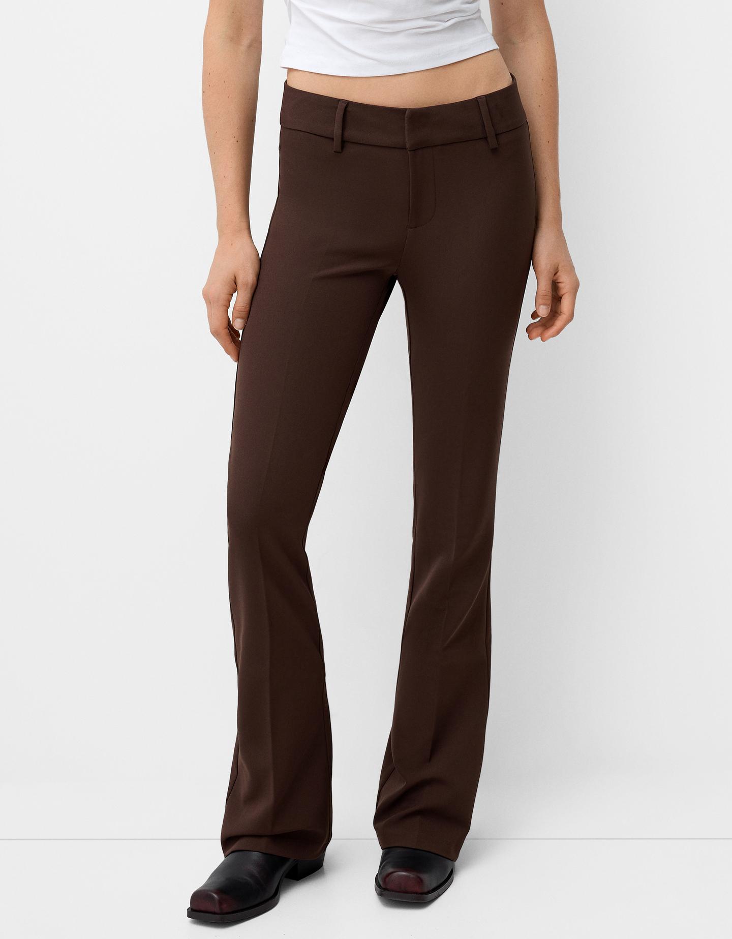 Bershka Pantalón Flare Tailoring Mujer 44 Marrón