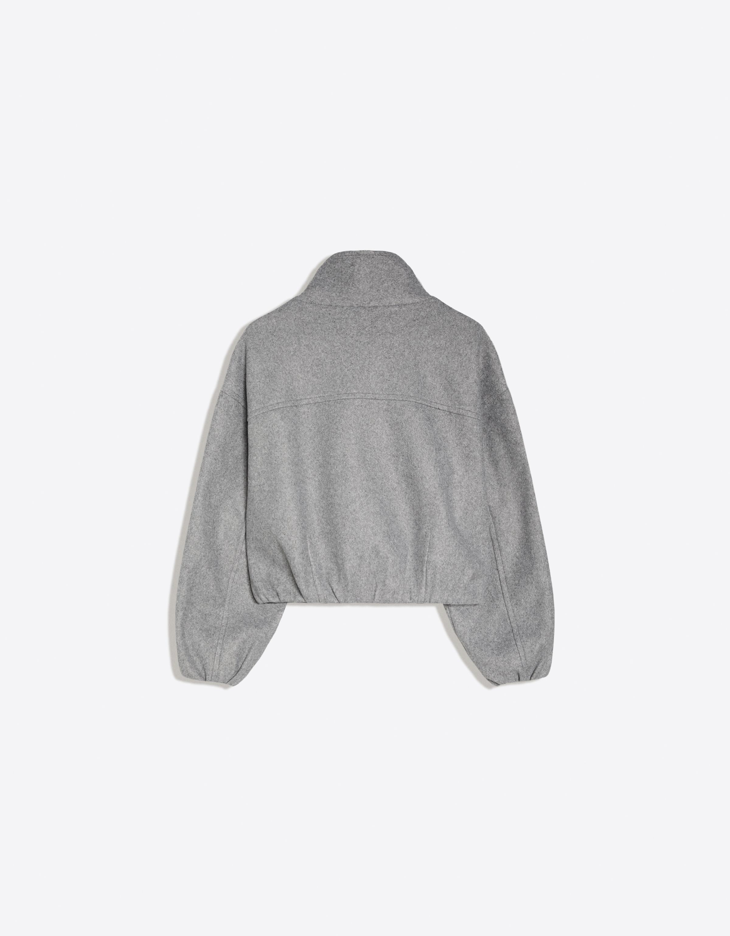 Felt-effect jacket with gathered hem — Grey