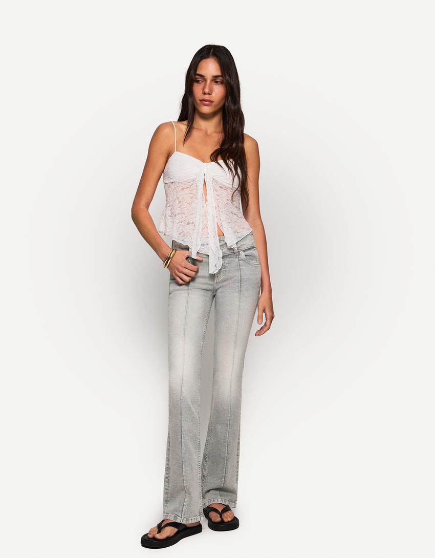 Jeans bootcut low rise-Cinzento-escuro-0