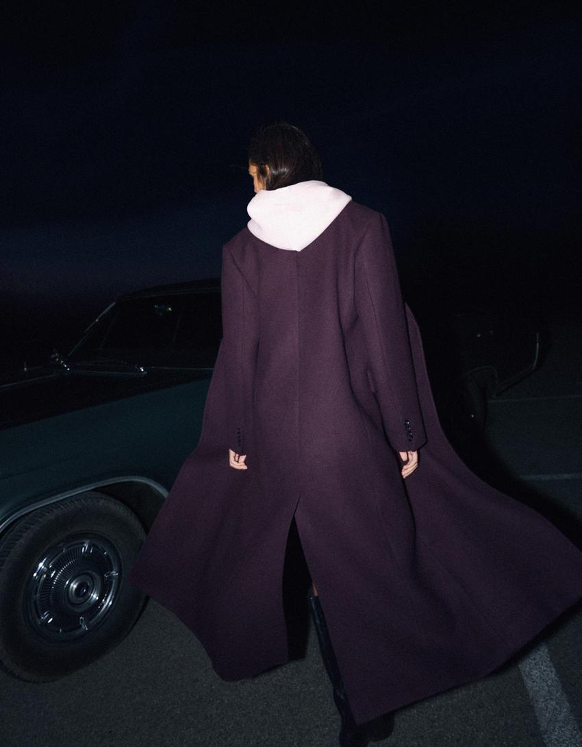 Oversize cloth coat-Burgundy